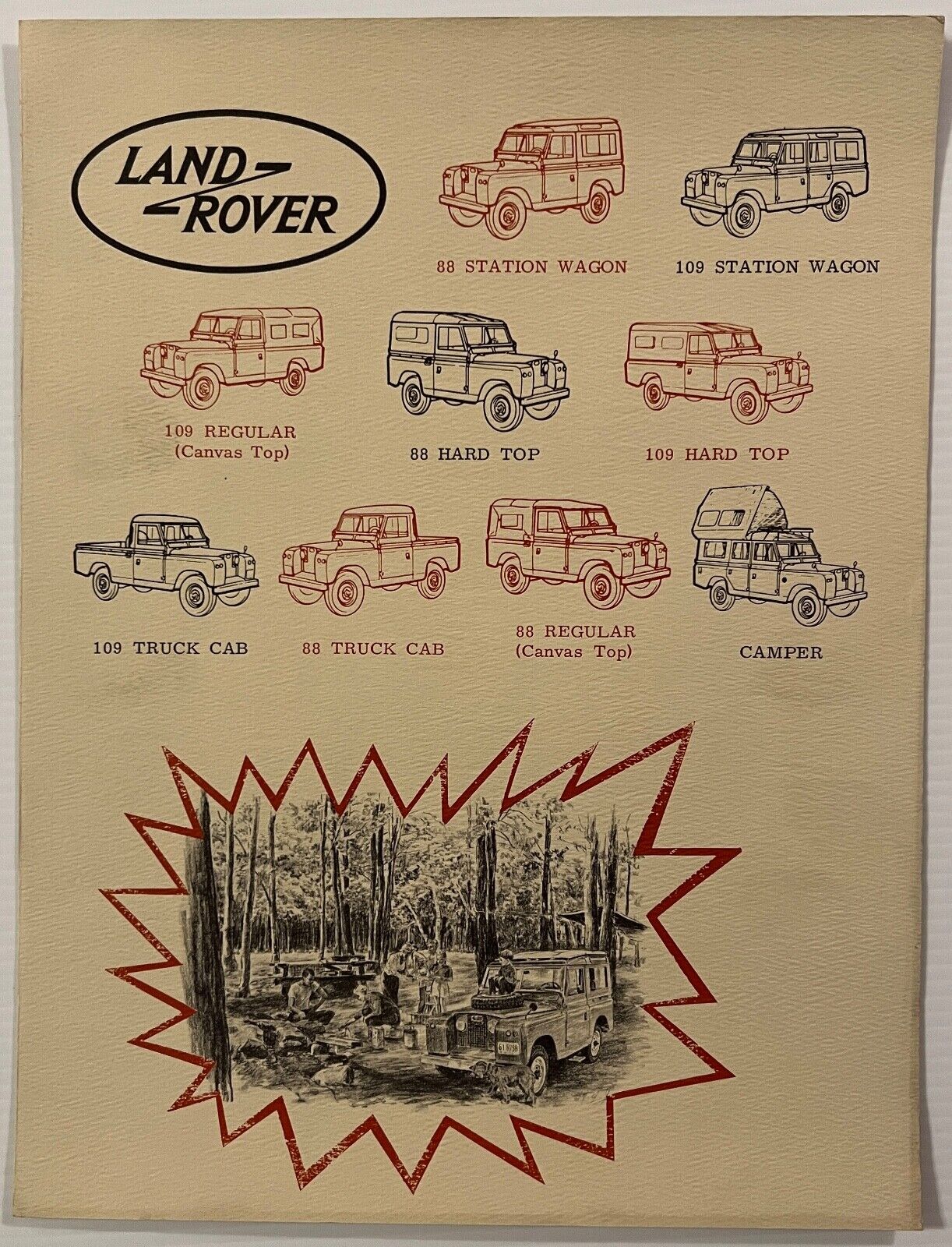 Vintage 1960's Land Rover 88 and 109 Hardtop and Canvas Top Sales Brochure USA