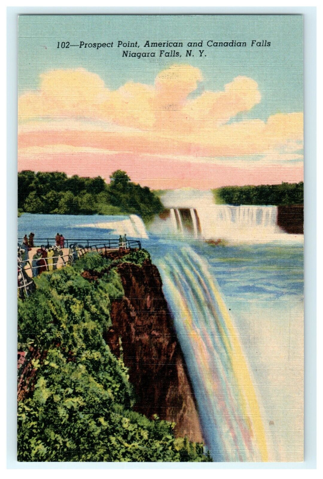 Aerial View of Niagara Falls Prospect Point New York Vintage Postcard 