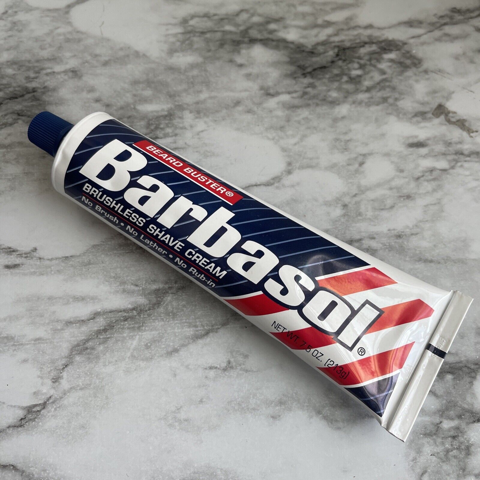 Vintage Barbasol Brushless Shaving Cream Tube 7.5 Oz RARE Beard Buster