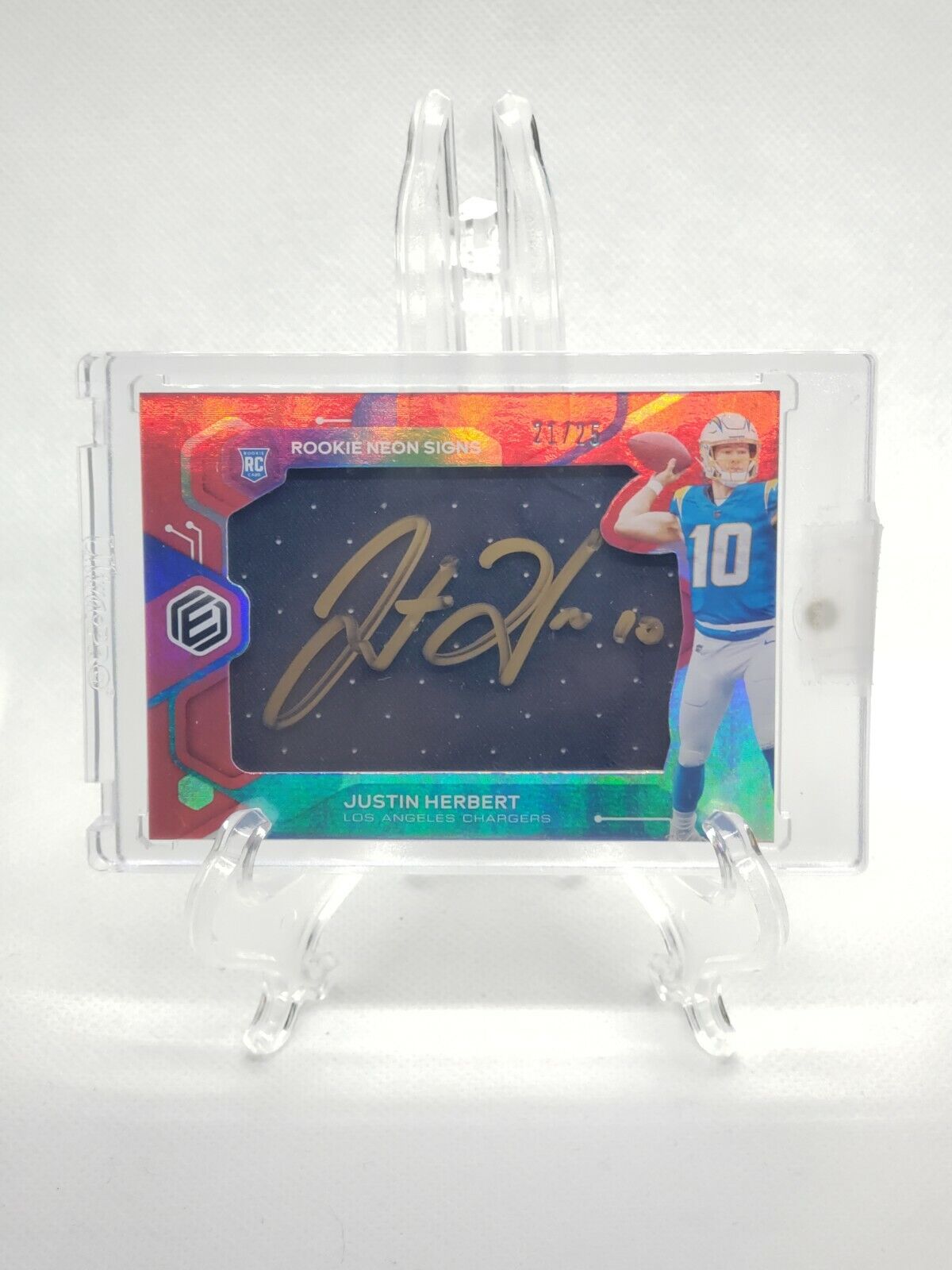 Justin Herbert Rare GOLD signed Elements Rookie Neon Signs RPA /25 SSP ROY