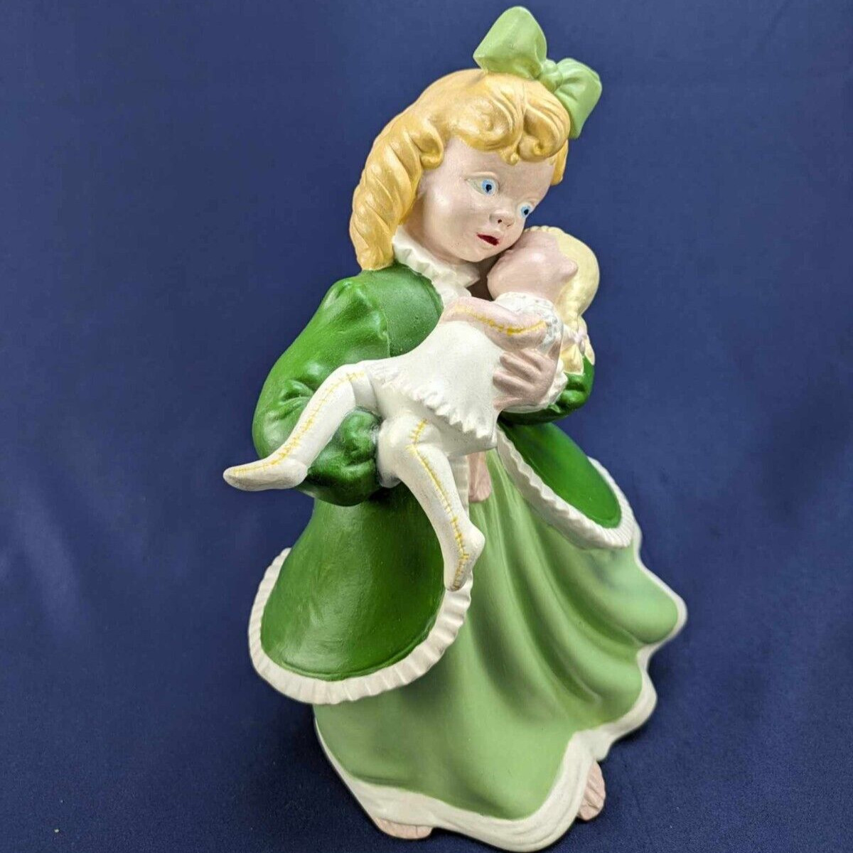 Vintage 60's Atlantic Mold Hand Painted Ceramic Girl with Baby 8 3/4” T