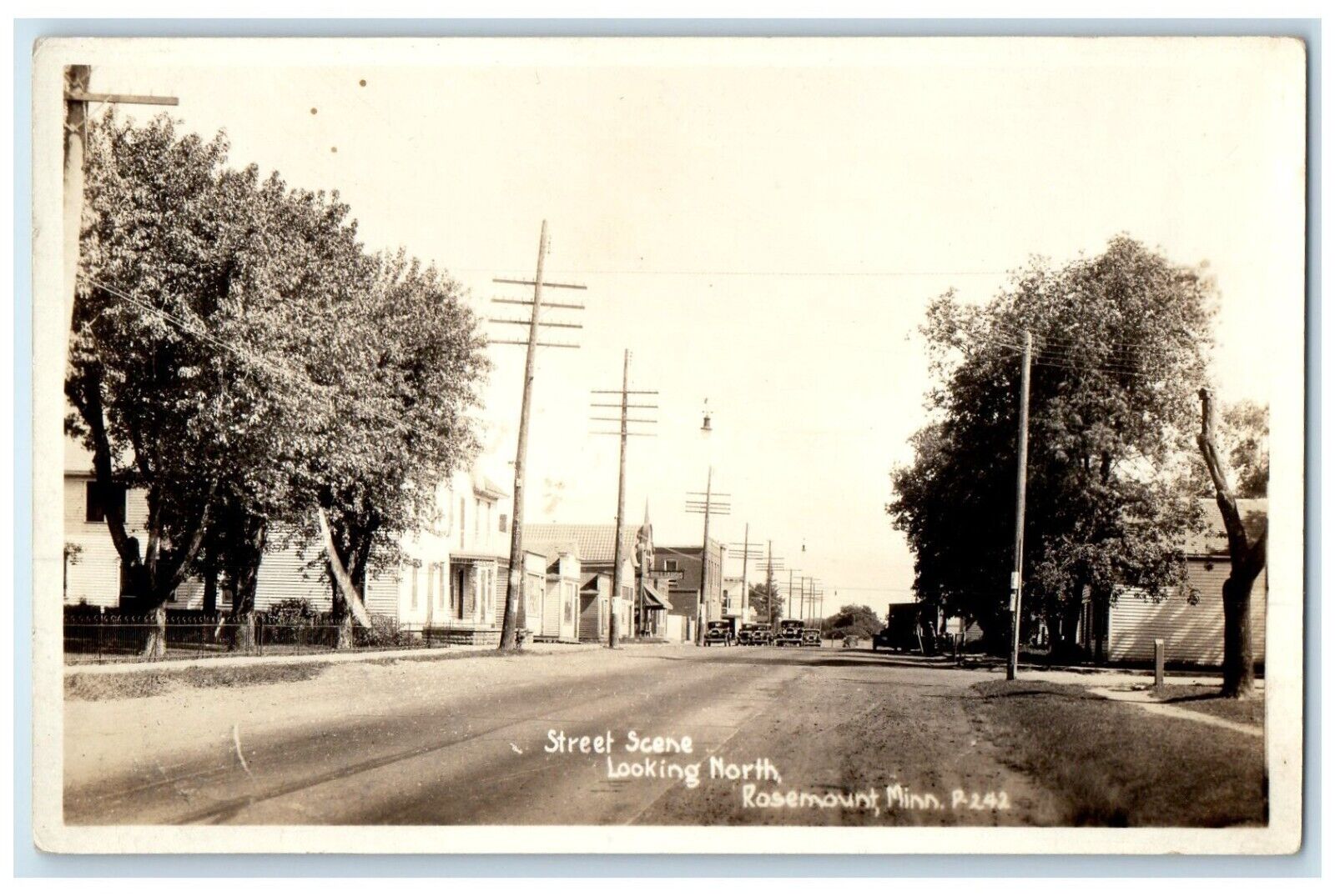 c1940's Street Scene Looking North Rosemount Illinois IL RPPC Photo Postcard