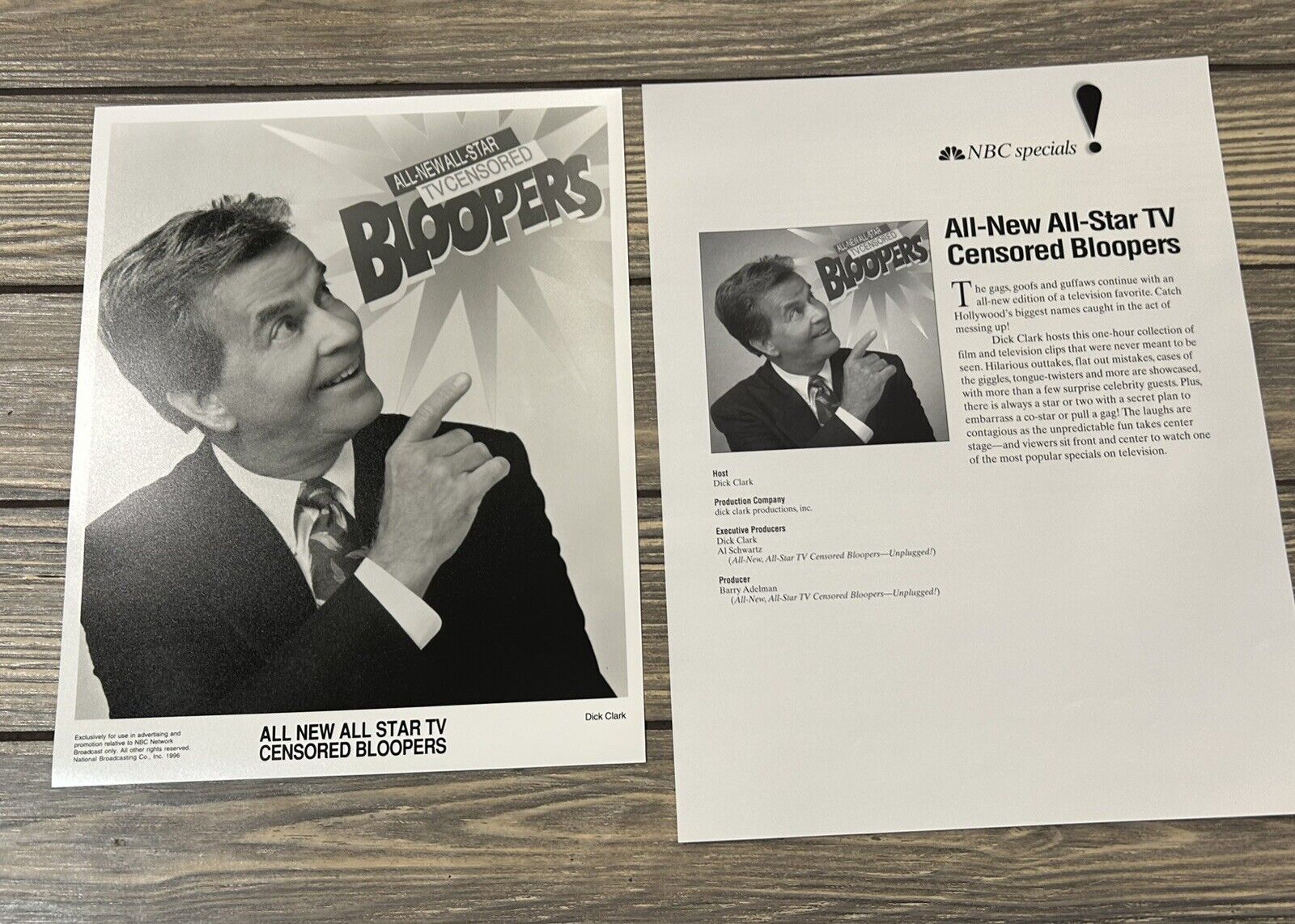 Vintage NBC Specials All New All Star TV Censored Bloopers Fact Sheet Photo K