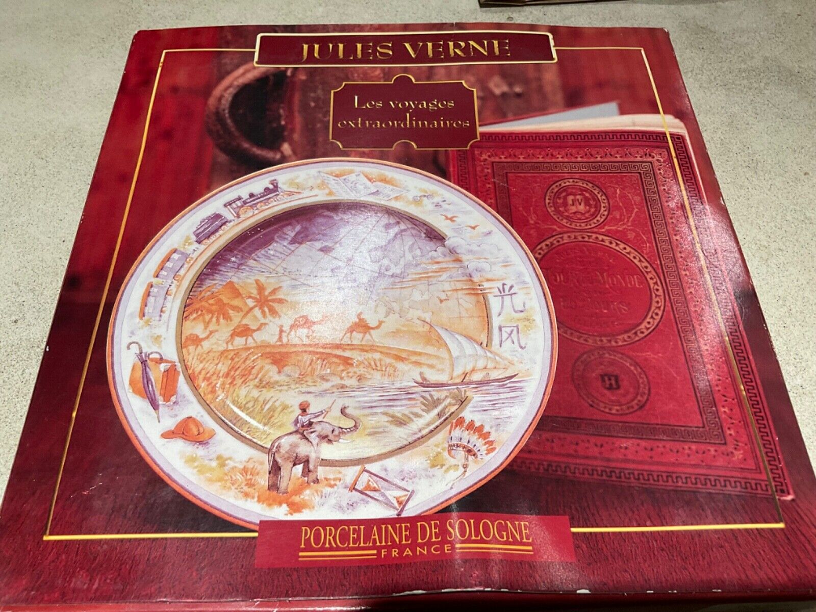 Fabulous Vintage Jules Verne Anniversary Plate: Rocket to the Moon - From France