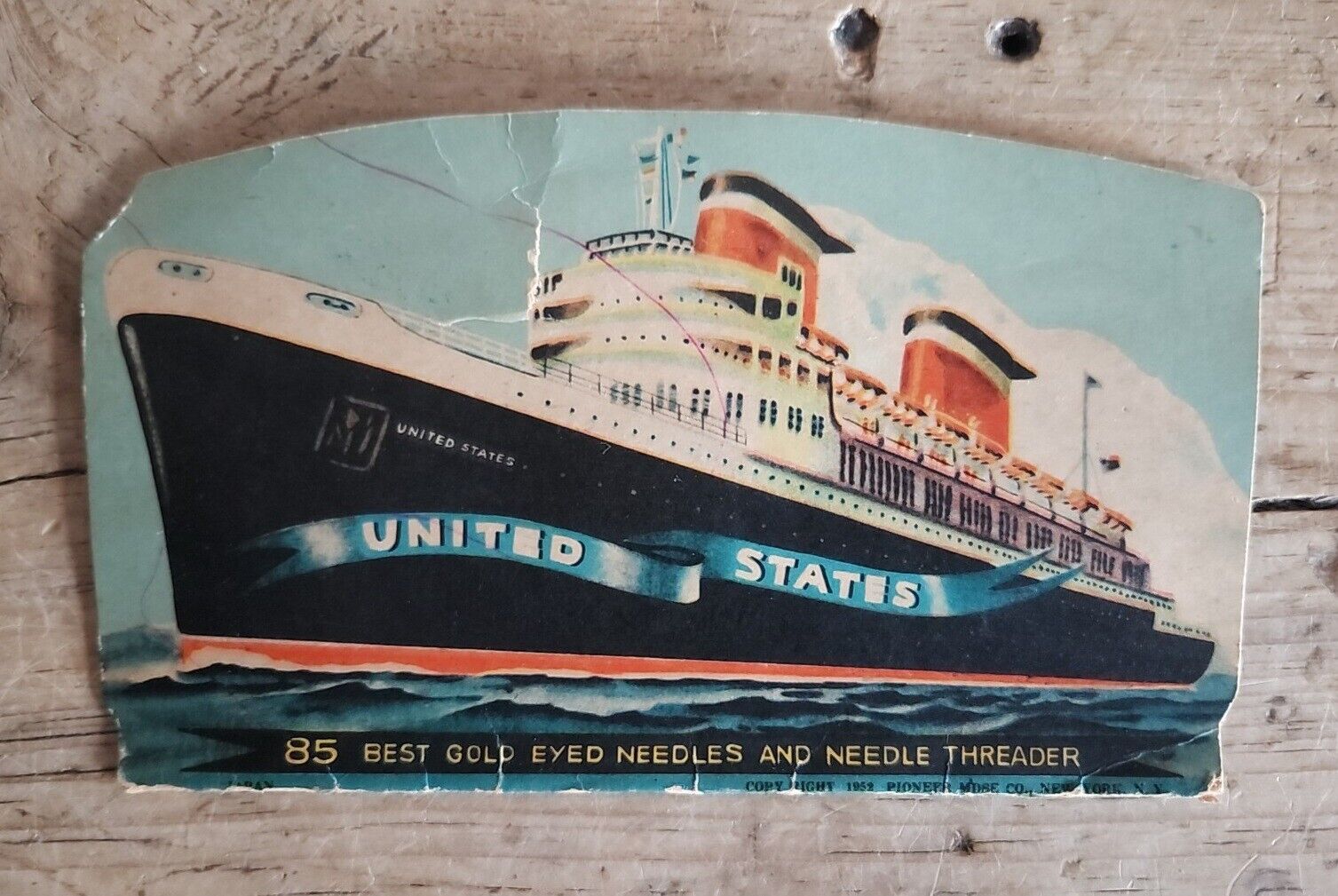 Pioneer Needles Sewing Kit Vintage Ship Ocean Liner 1952 Notions
