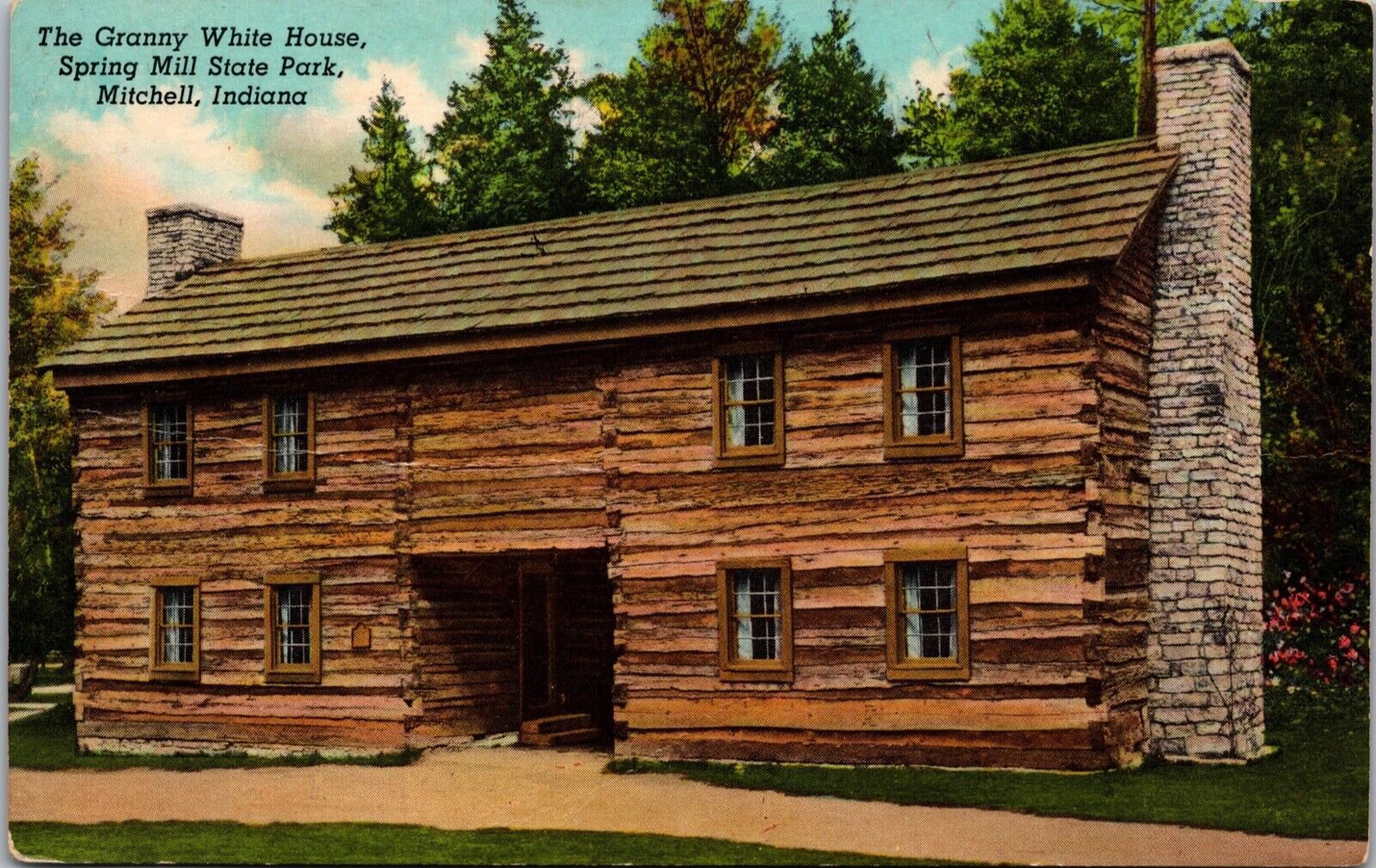 Vintage Postcard The Granny White House Spring Mill State Park Mitchell Indiana