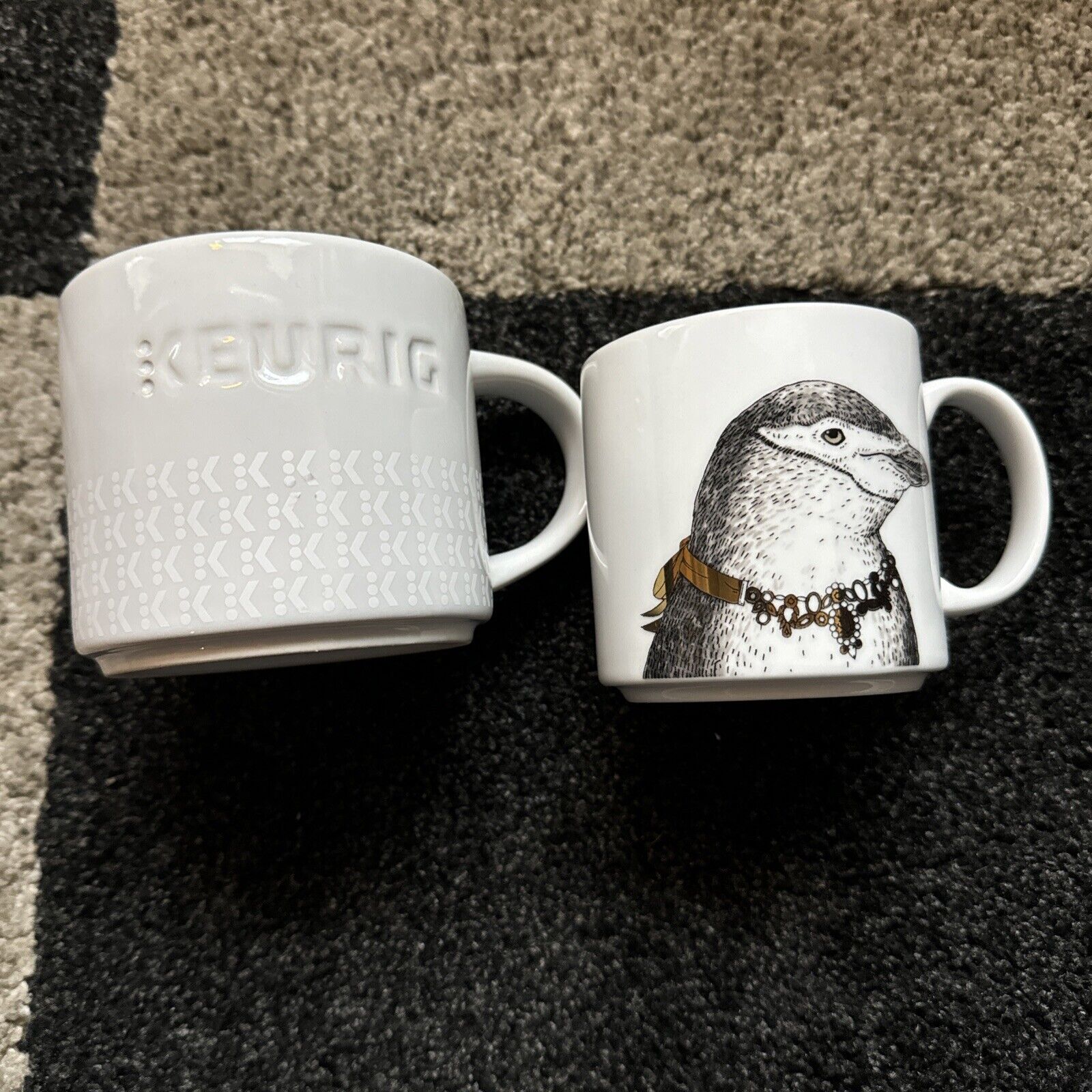 Keurig Signature Mug / Cup White Rare Find 10 Oz Set w/ Free West Elm Kozlowski