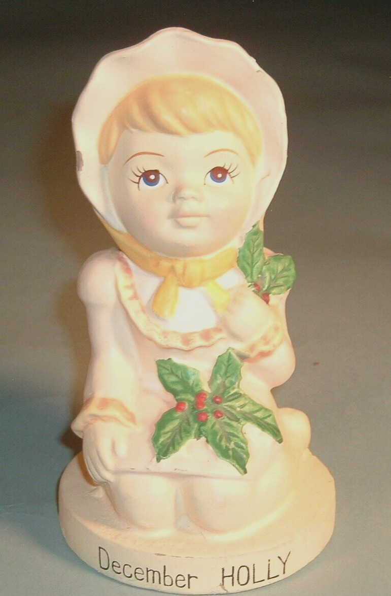 Vintage December Holly Figurine Ceramic Hand Painted Norleans Japan 1960