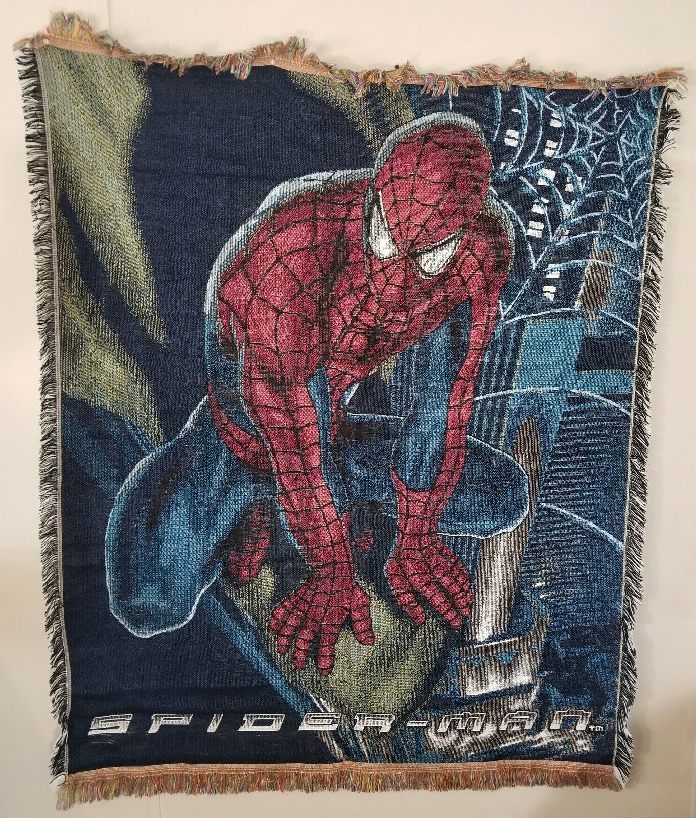 Vintage Spider-Man Movie Tapestry Throw with Tassels 48 x 60
