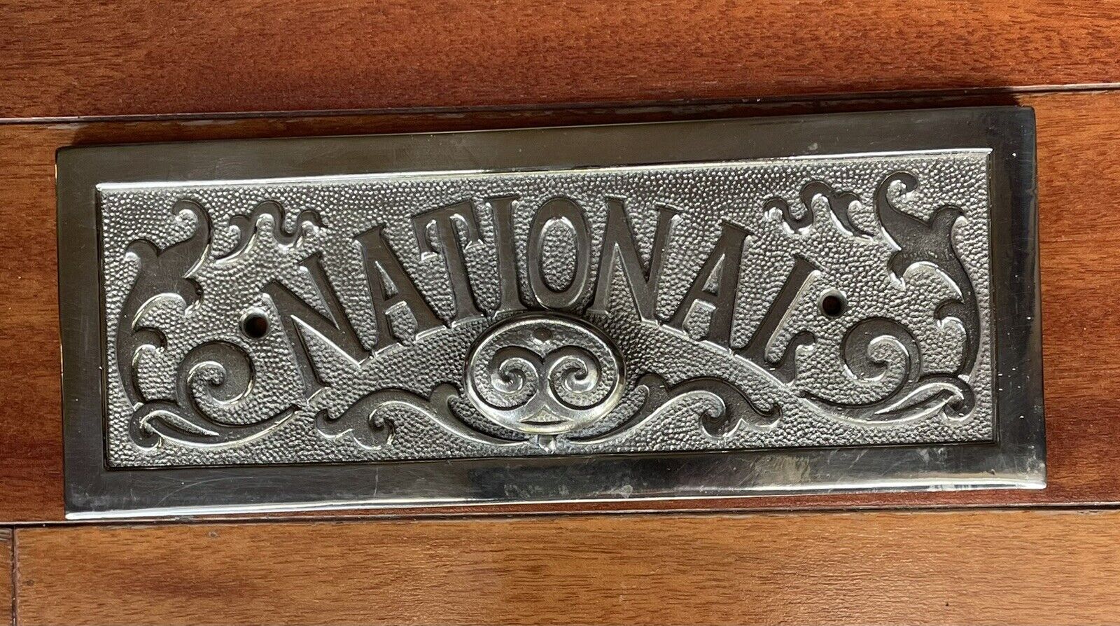 Antique Nickel plated brass National cash register model 250 Drawer Front NCR