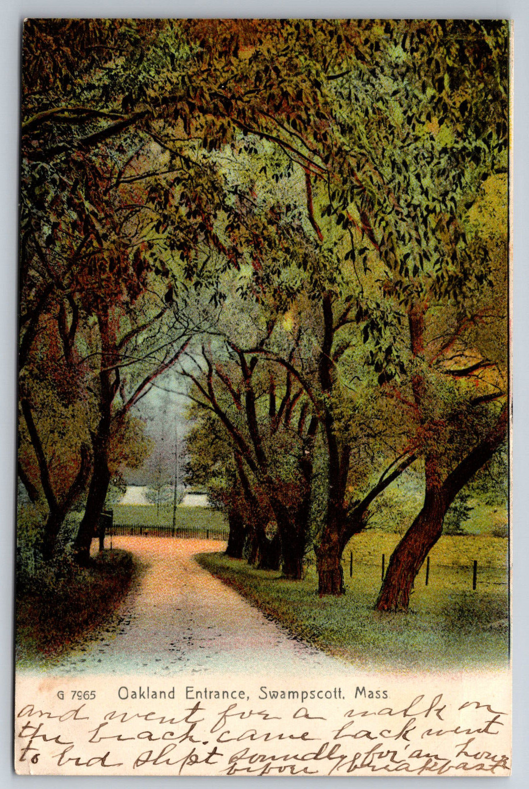 Vintage Postcard MA Swampscott Oakland Entrance c1909 Divided Back ~7115