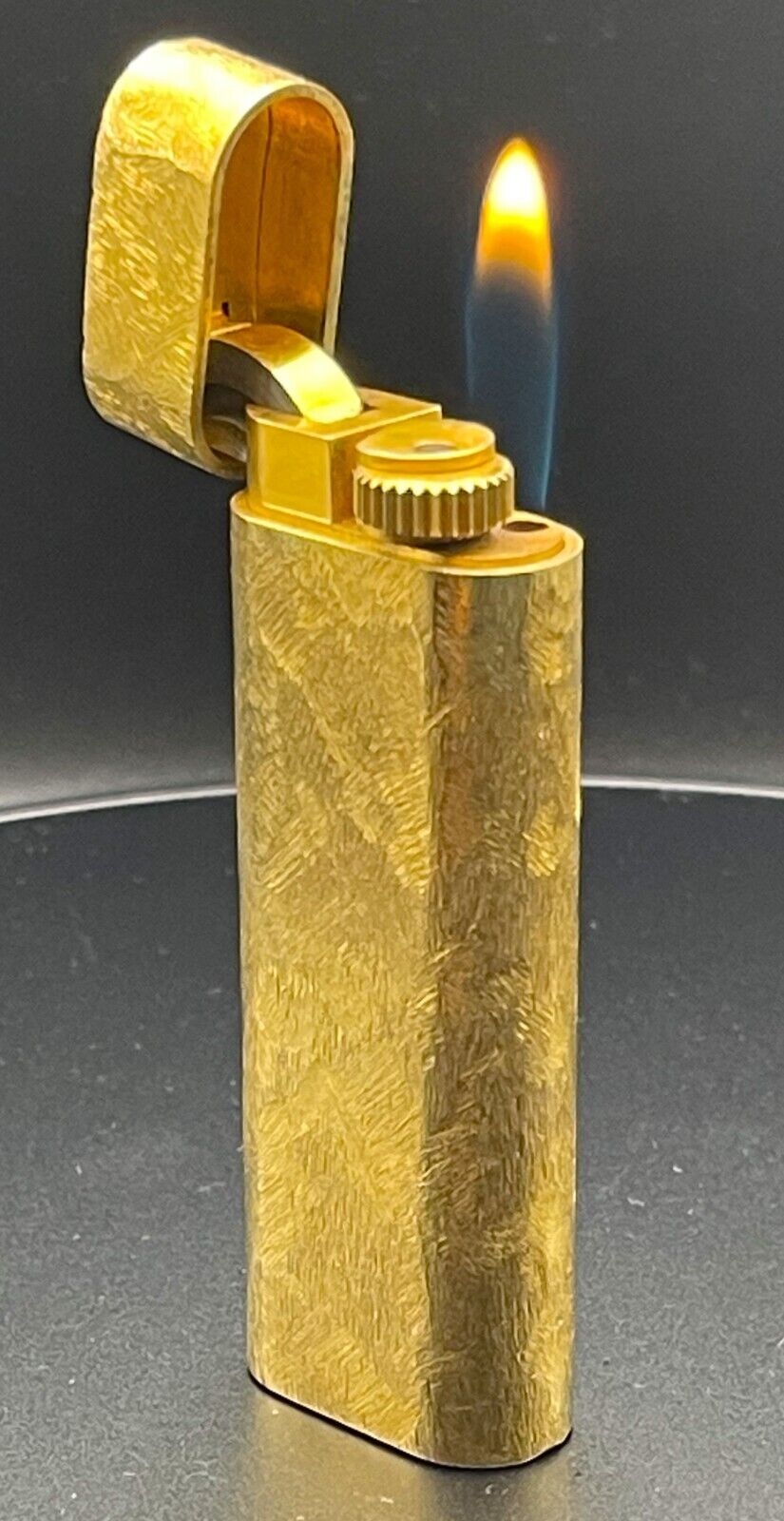 Cartier Vintage WORKING Oval Hammered Gold Plated Lighter