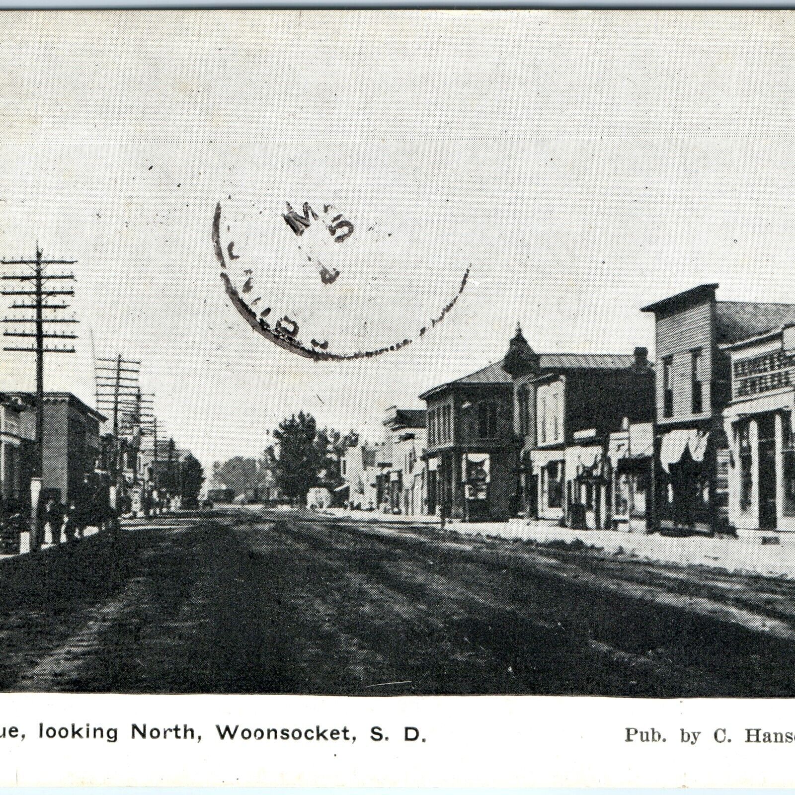 c1910s Woonsocket, SD Dumont Ave North Downtown Main St Postcard Hansen A115
