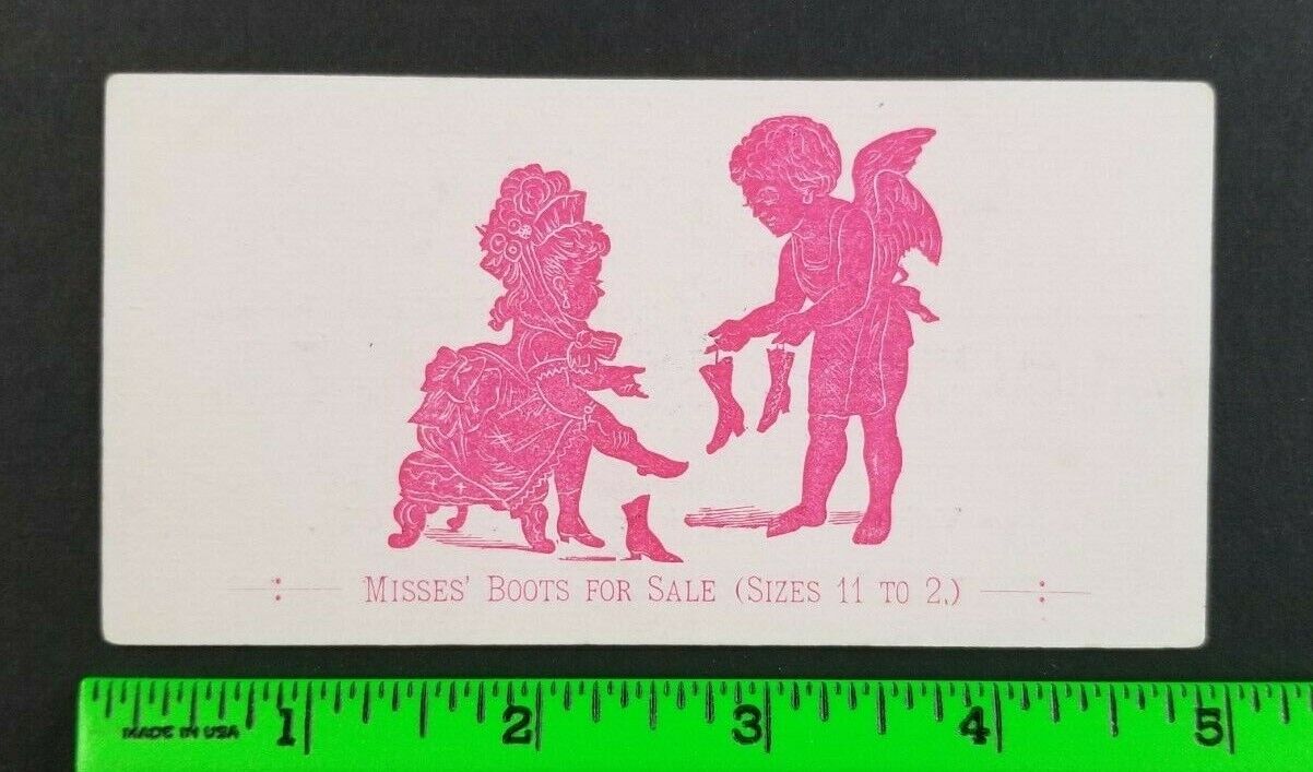 Vintage 1880\'s Cherub Custom Fitting Ladies Boots Shoes Business Card