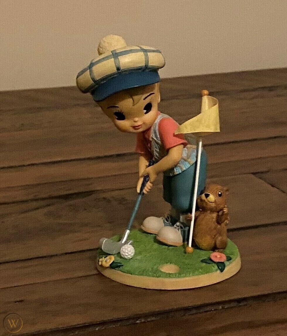 2002 DEMDACO Expressions of Love Collectible Figurine GOOD LUCK FLAG Golfer -New