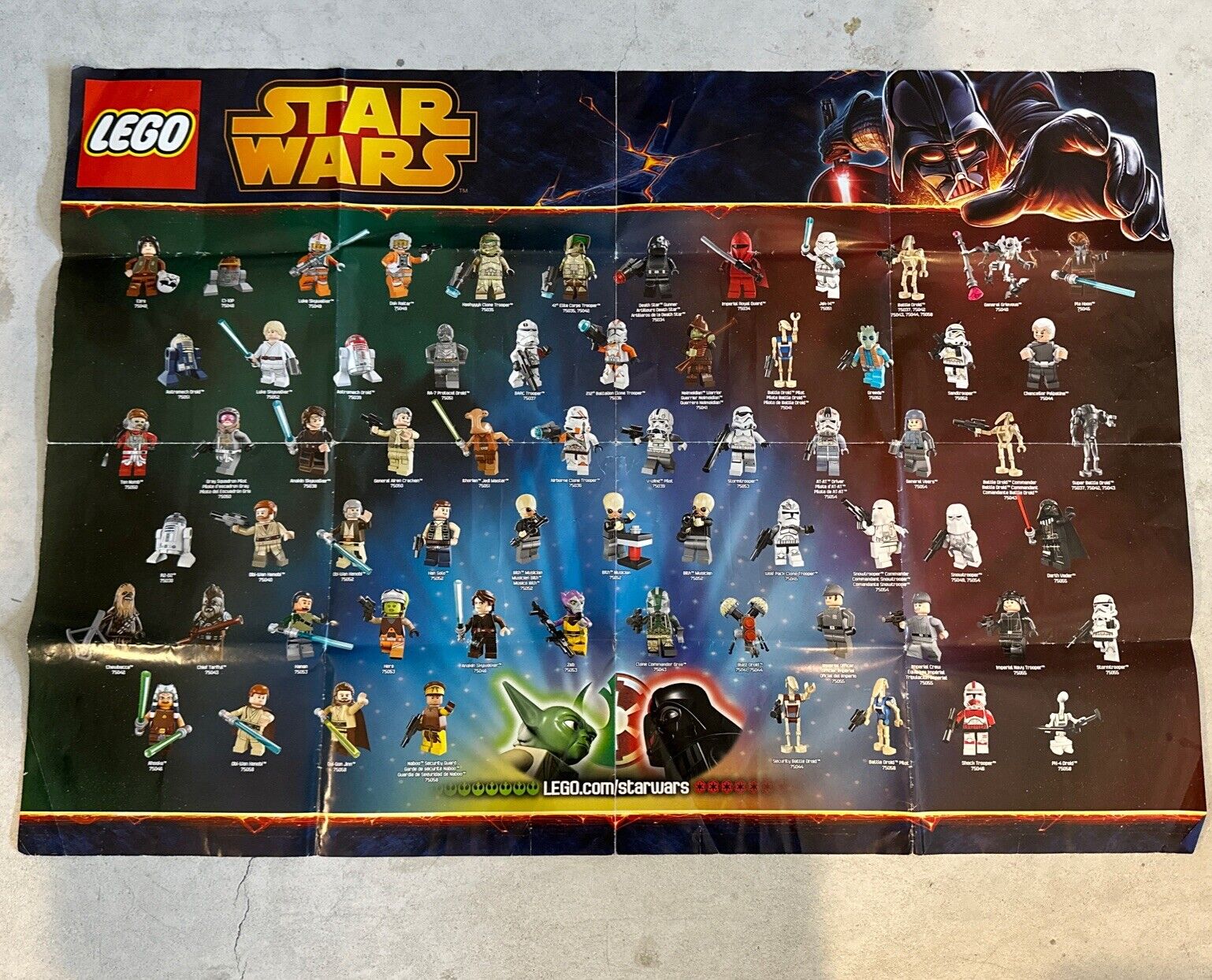 Lego Star Wars Double Sided Poster 2014 Minifigures 2015 Playsets 23” X 33”