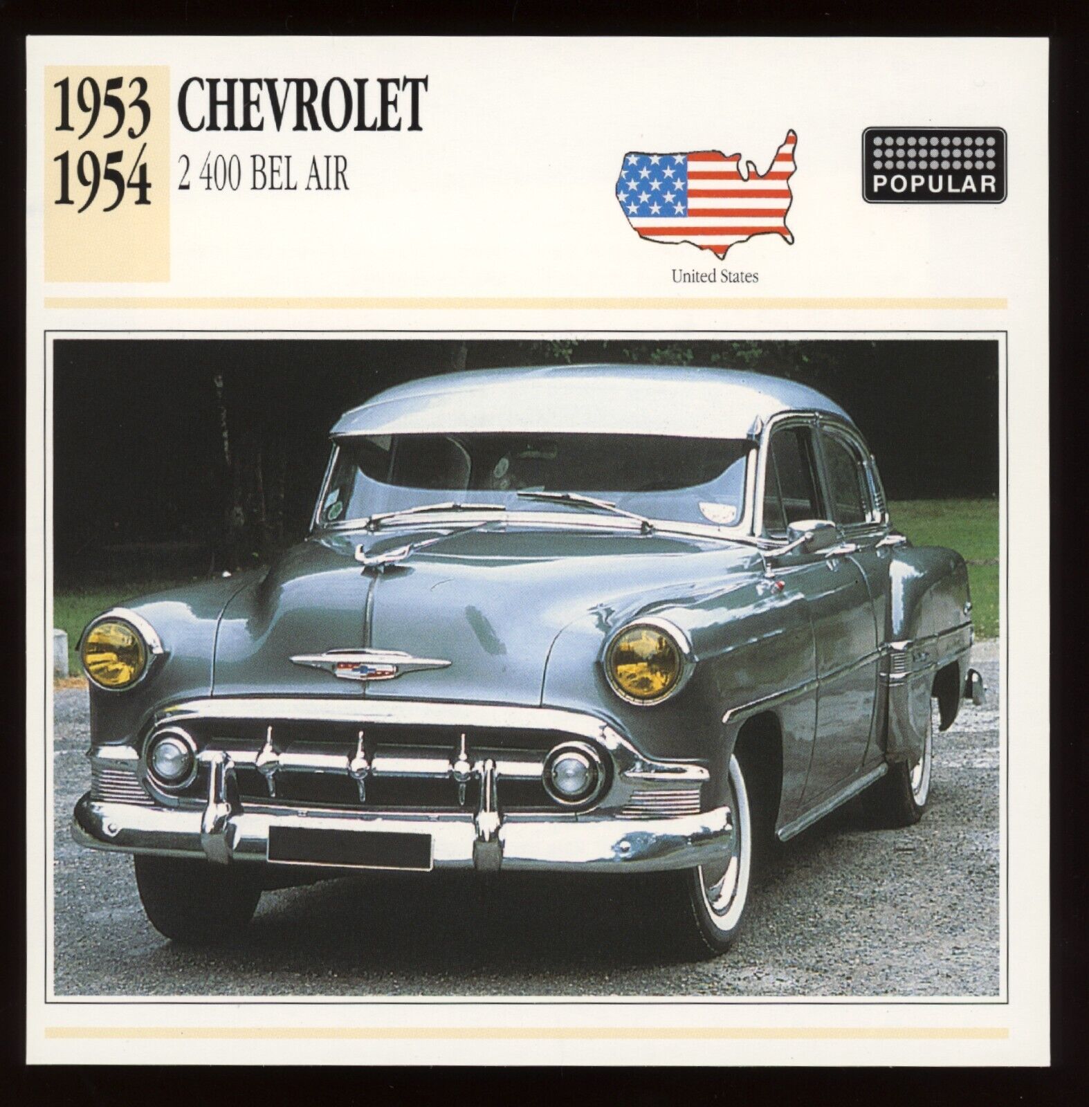 1953 1954 Chevrolet 2 400 Bel Air  Classic Cars Card