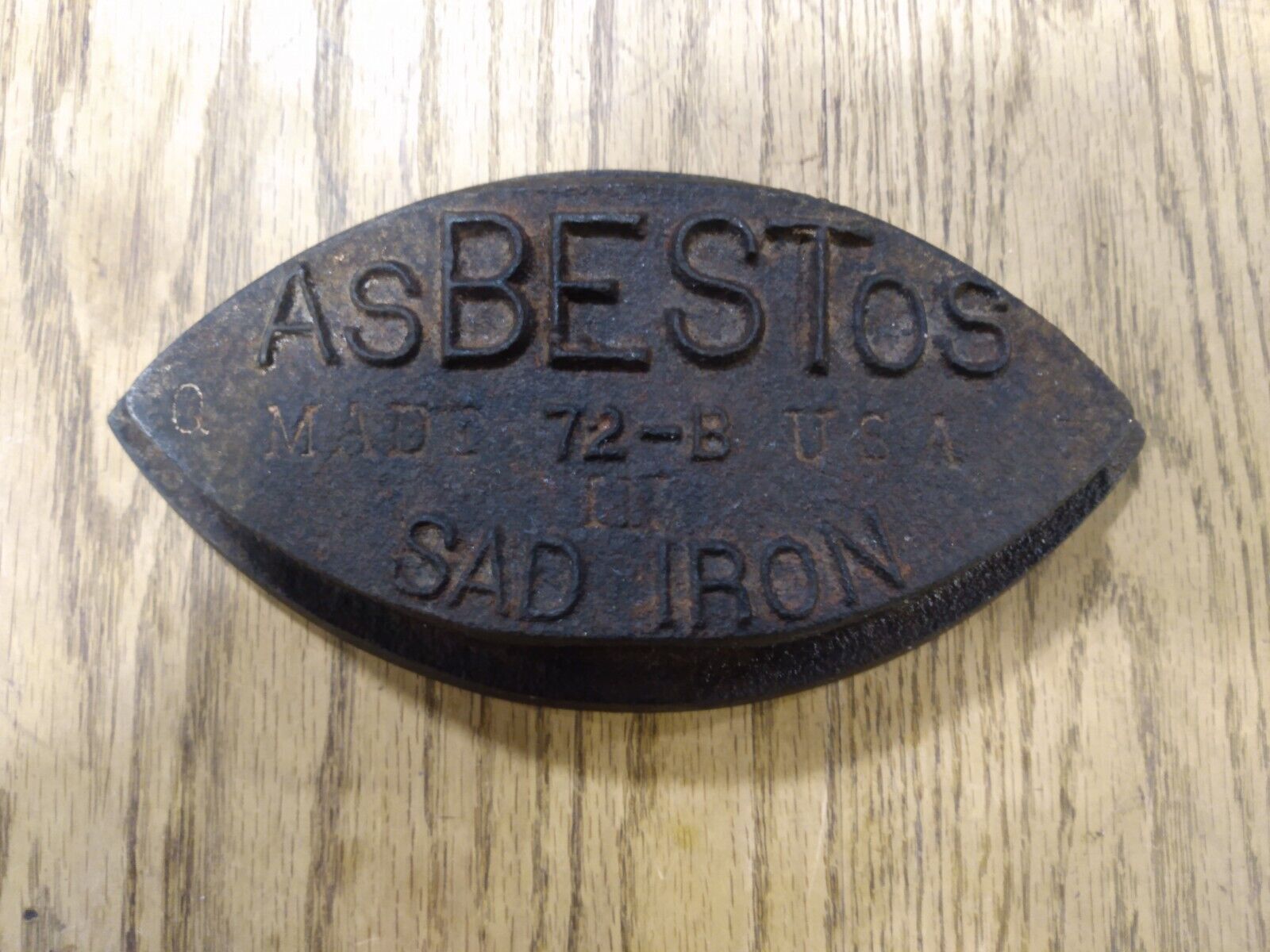 Vintage Steel Cast Iron ASBESTOS 72-B SAD IRON