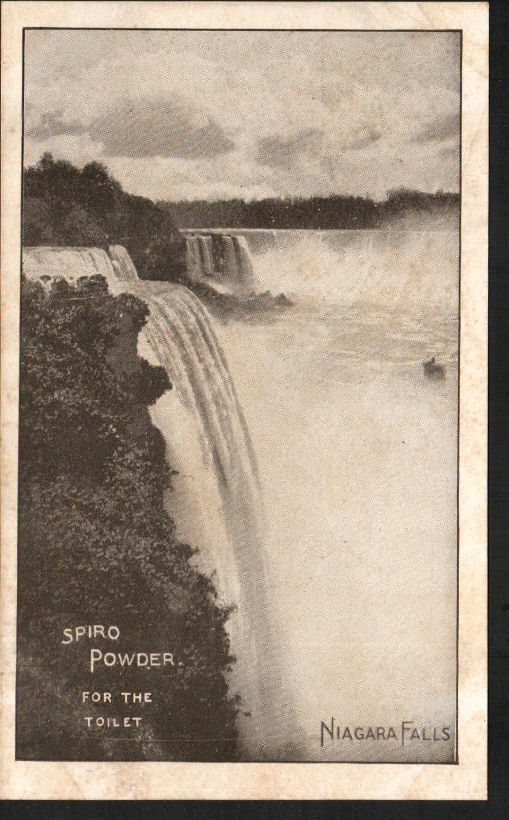 Antique Old Postcard Niagara Falls Spiro Powder for the Toilet Pre 1906 Card