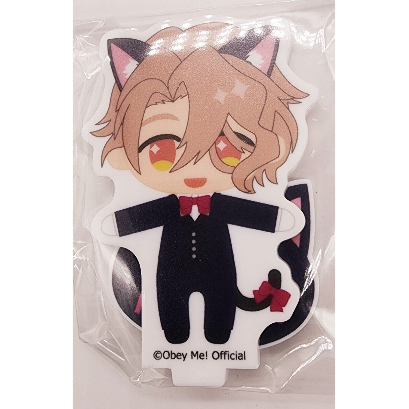 Obey Me Asmodeus Asmo Black Cat Butler Cafe Reversible Acrylic Stand *US SELLER