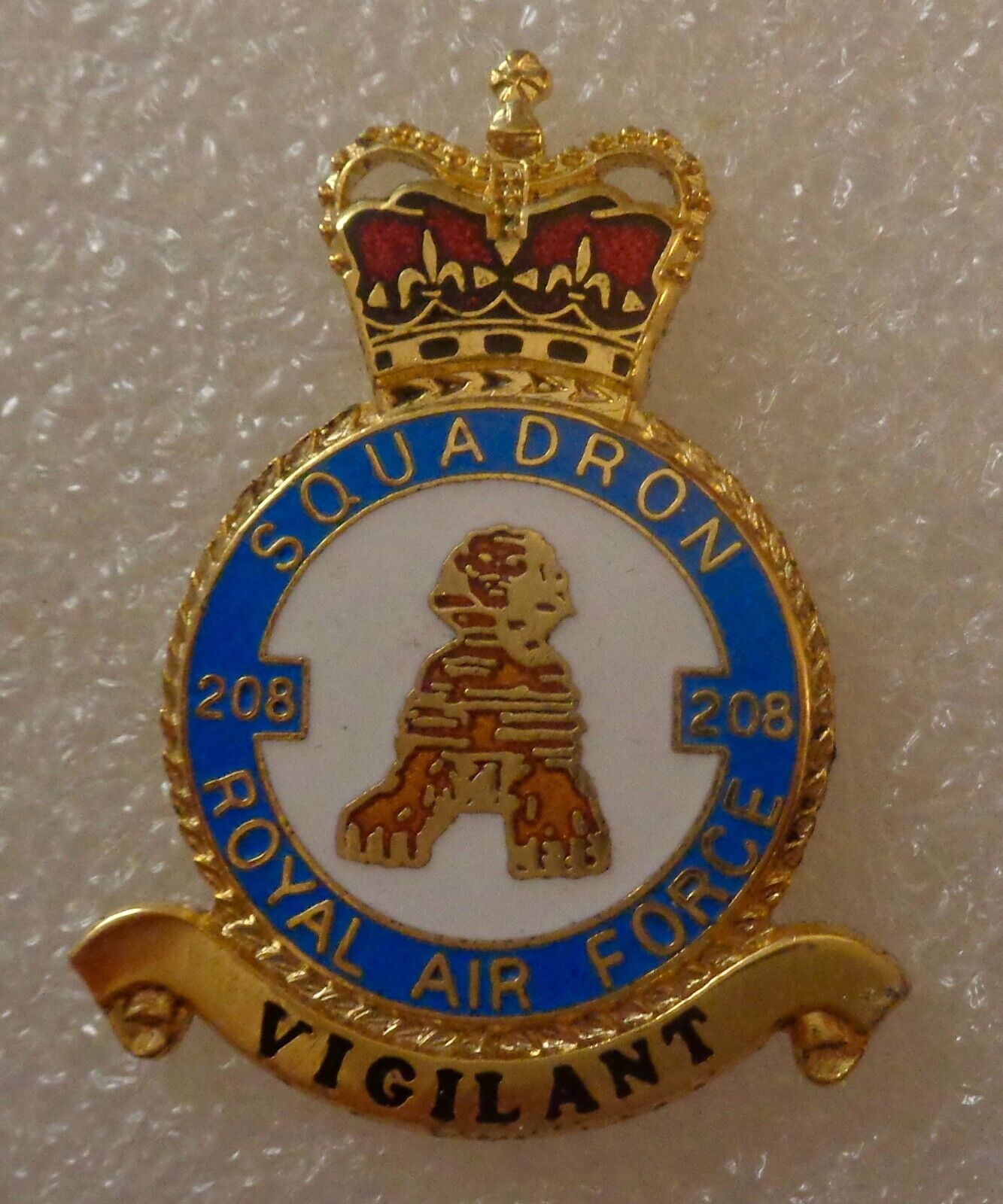 DANBURY MINT RAF ROYAL AIR FORCE -  208 Squadron - Gold Plated Enamel Plaque