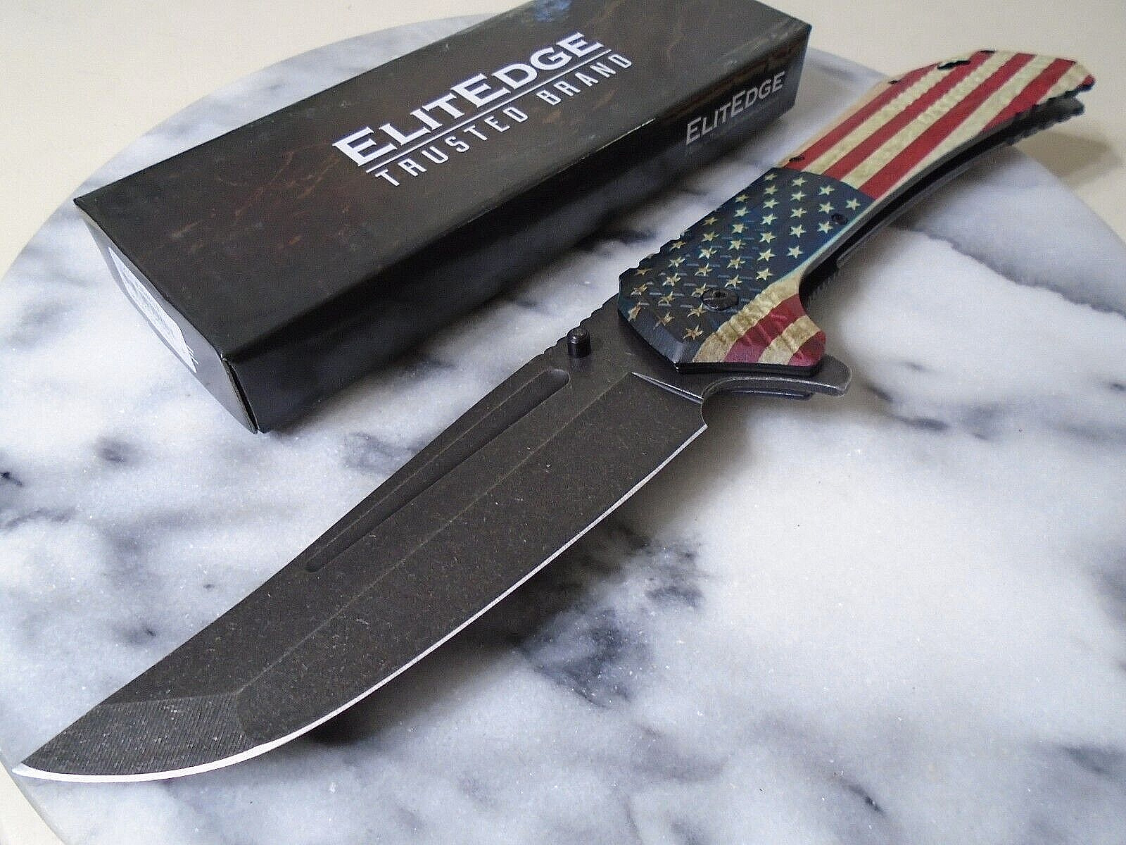 ElitEdge Huge Assisted Open USA Flag Pocket Knife Folder 10-A58SF 12.25\