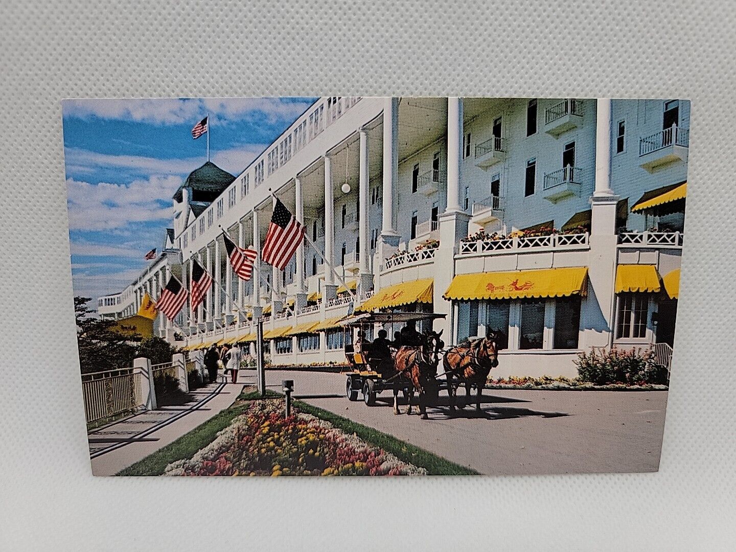 Vintage Postcard The Grand Hotel Mackinac Island Michigan Horse Carriage