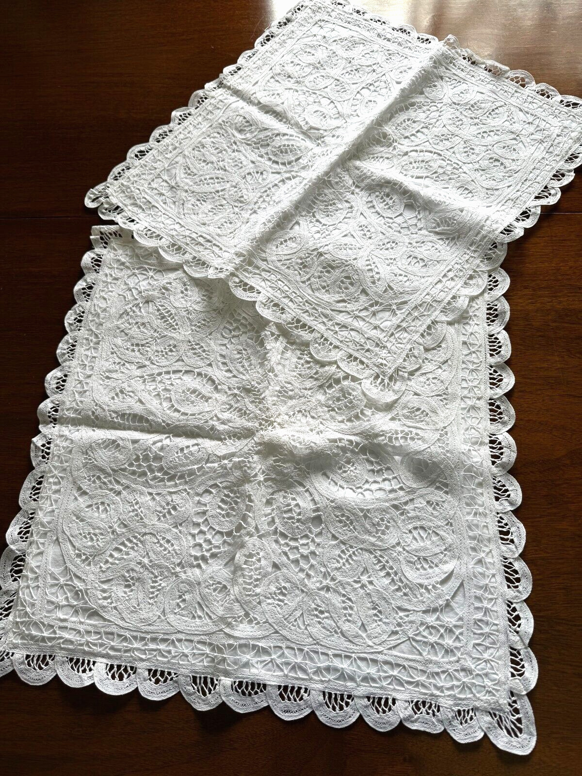 PILLOW CASES EMBROIDERED LACE 2 SET WHITE COTTON 18 x 18 INCHES HAND MADE #1