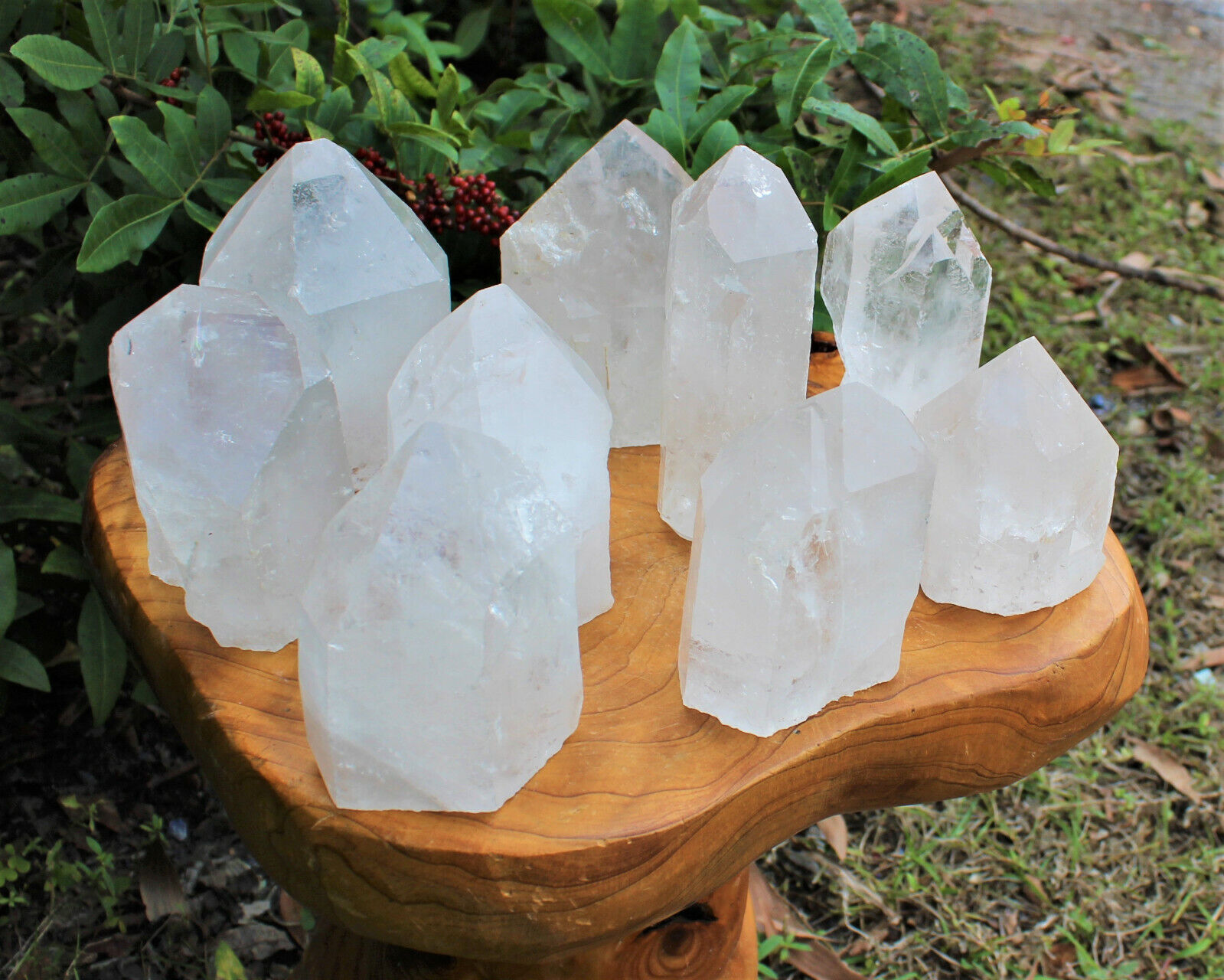 LARGE Clear Quartz Crystal Point with Cut Base - Free Standing Crystal Points