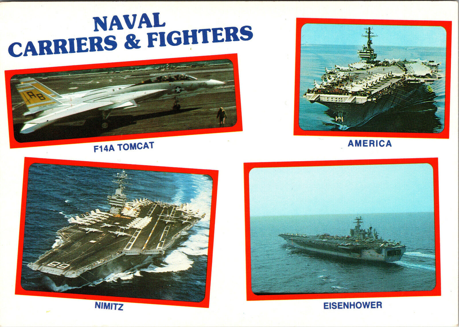 F14a Tomcat Naval Carriers & Fighters Postcard America Nimitz Eisenhower Planes