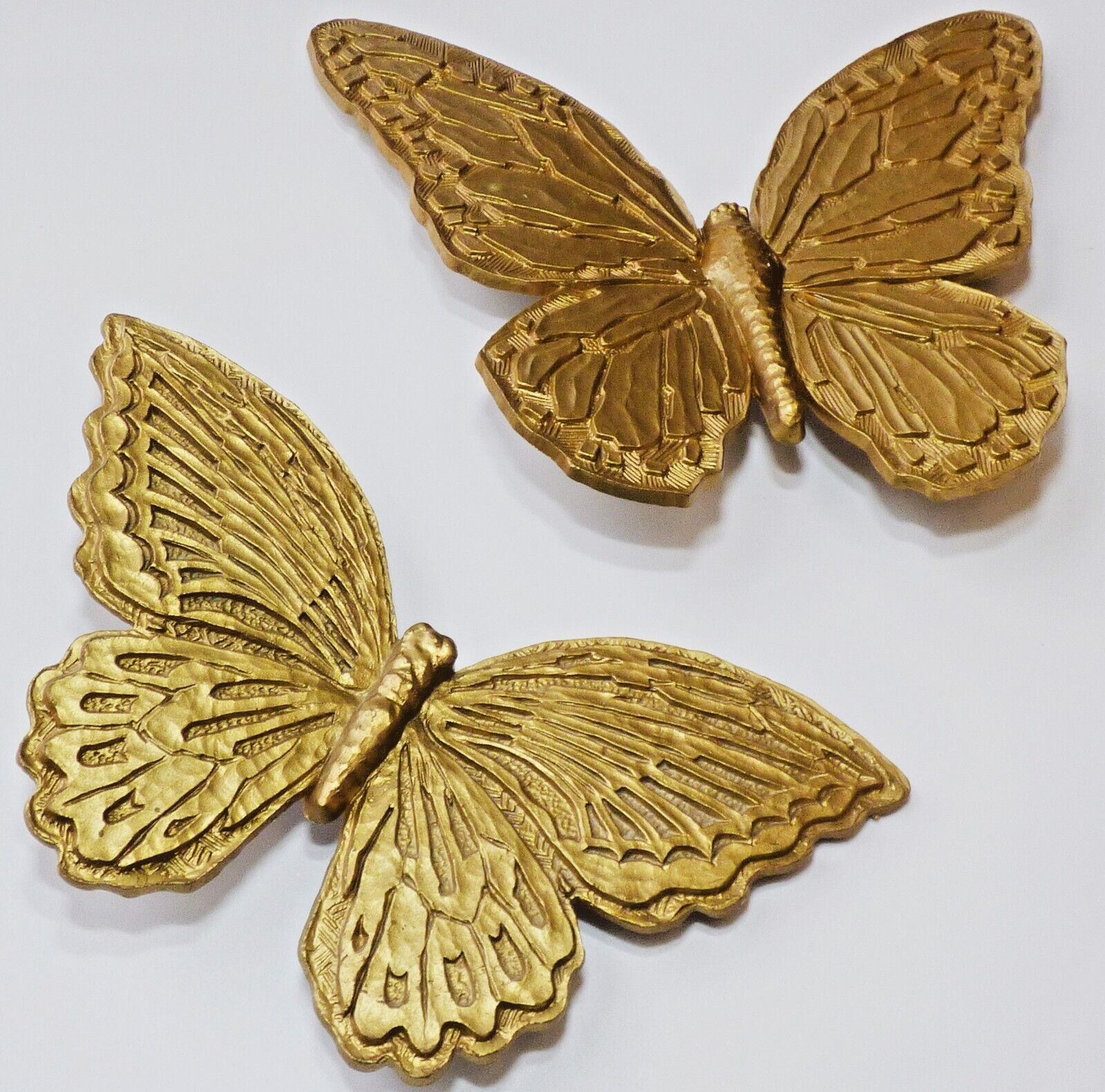 Set Of 2 Vintage HOMCO Butterflies MCM 1971 Wall Decor 7040 & 7041  Gold Plastic