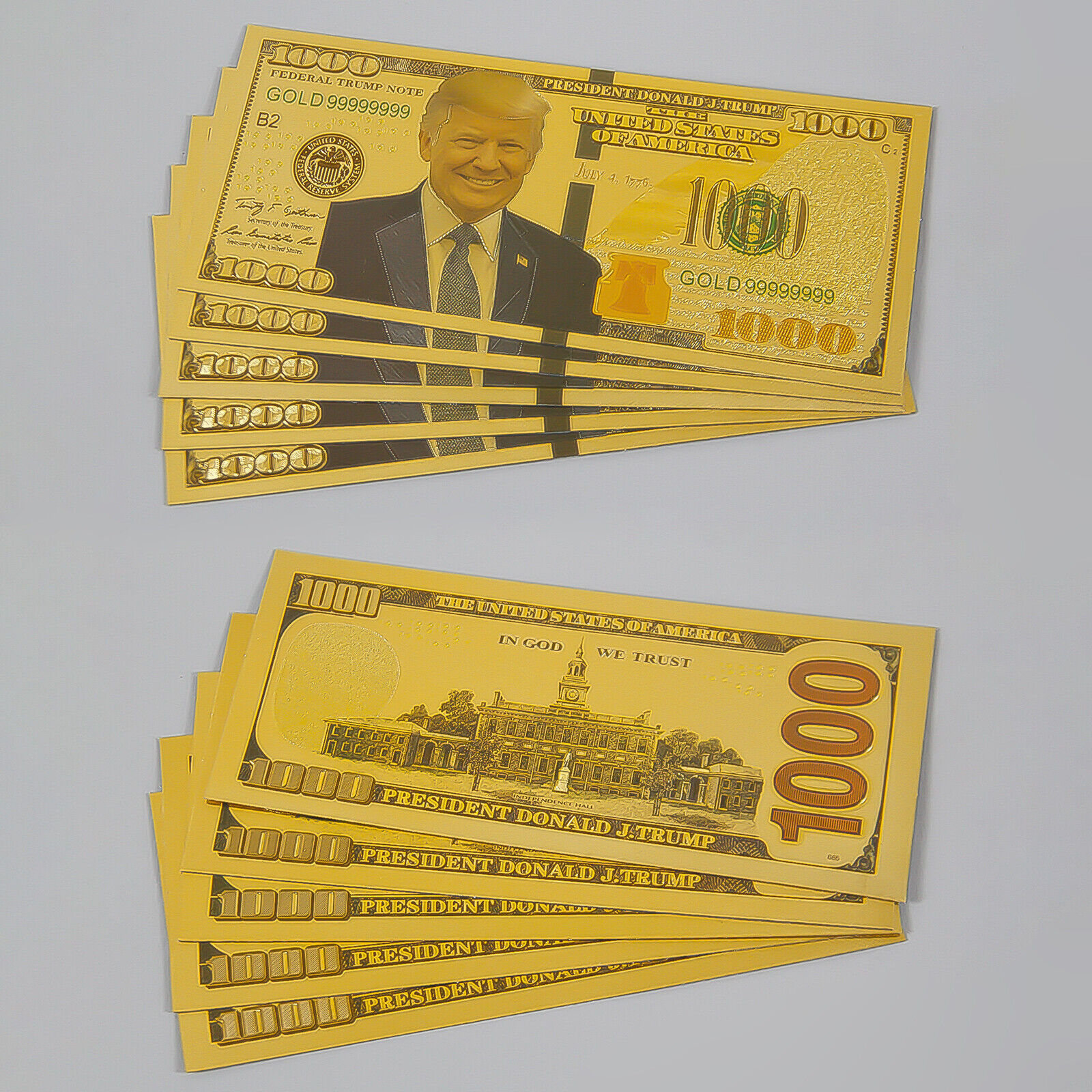 10Pcs President 2024 Donald Trump Money Gold Foil Plated Banknote For Collection