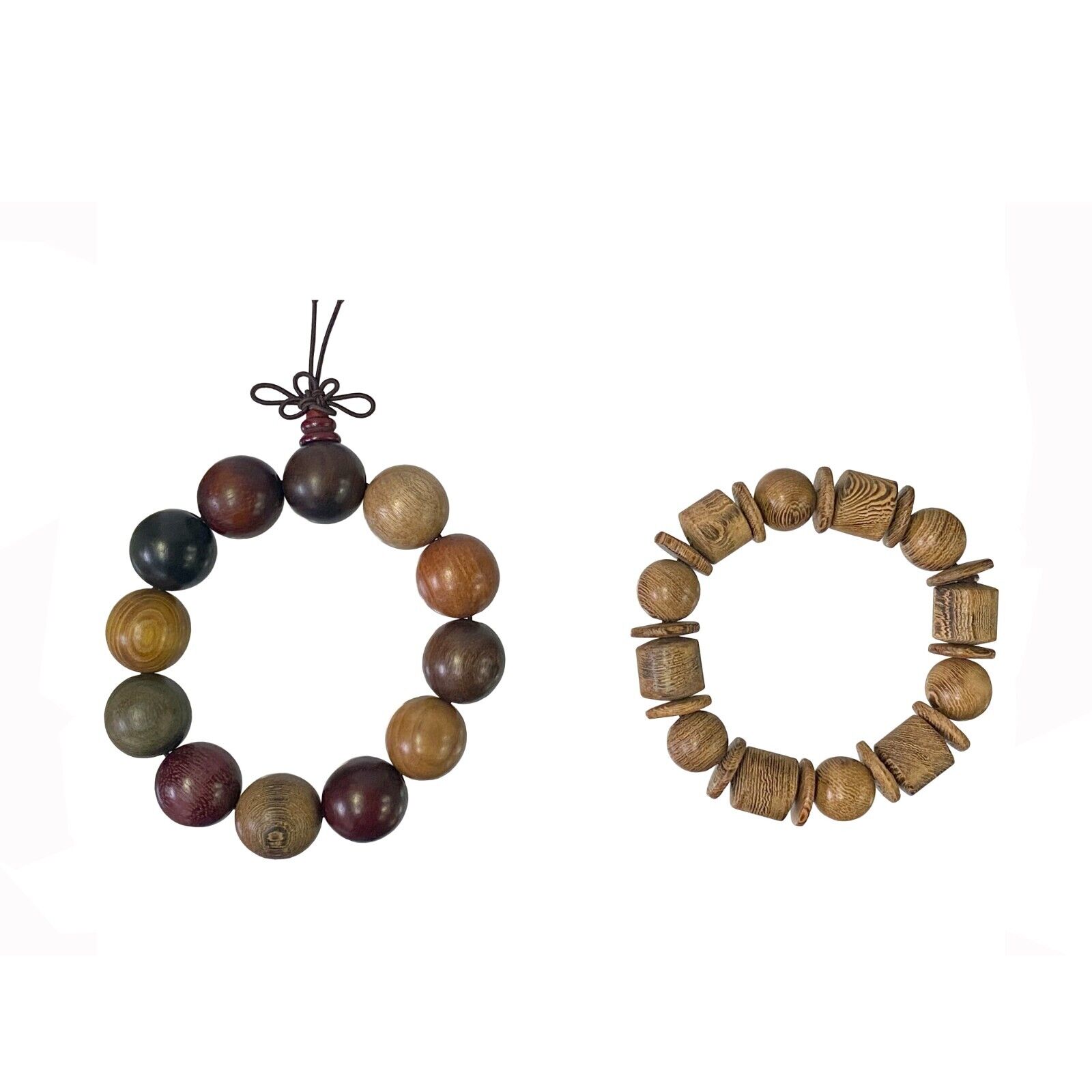 2 Mixed Brown Wood Beads Hand Rosary Praying Bracelet ws3827