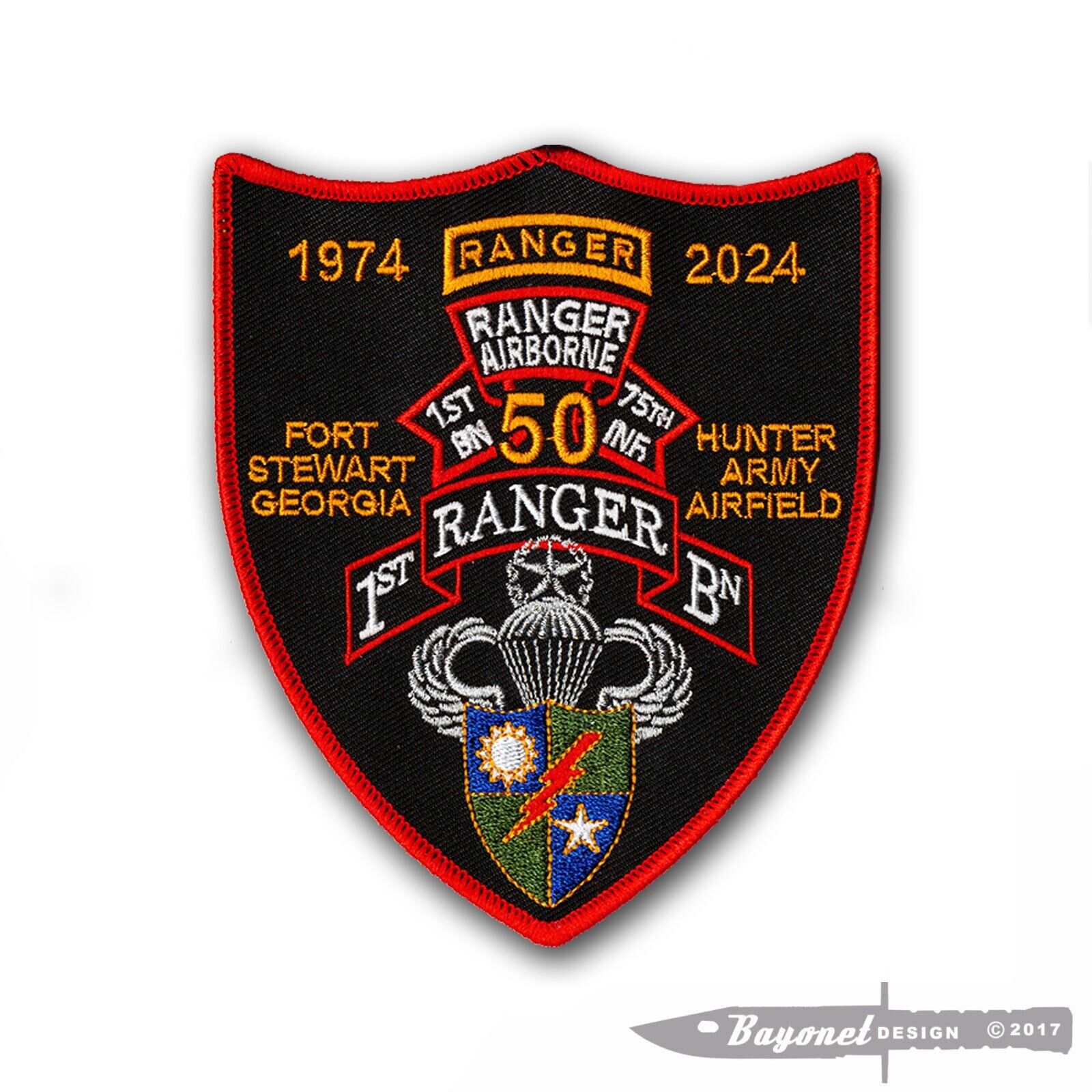 US Army Ranger - 1st Battalion, 75th Infantry Reg - 50 Year Anniv patch with Wax