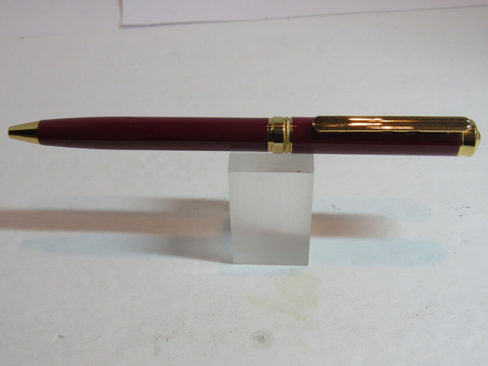 Terzetti CROWN Glossy Red Slim Heavy Brass Metal Ballpoint Pen+Velvet Pouch