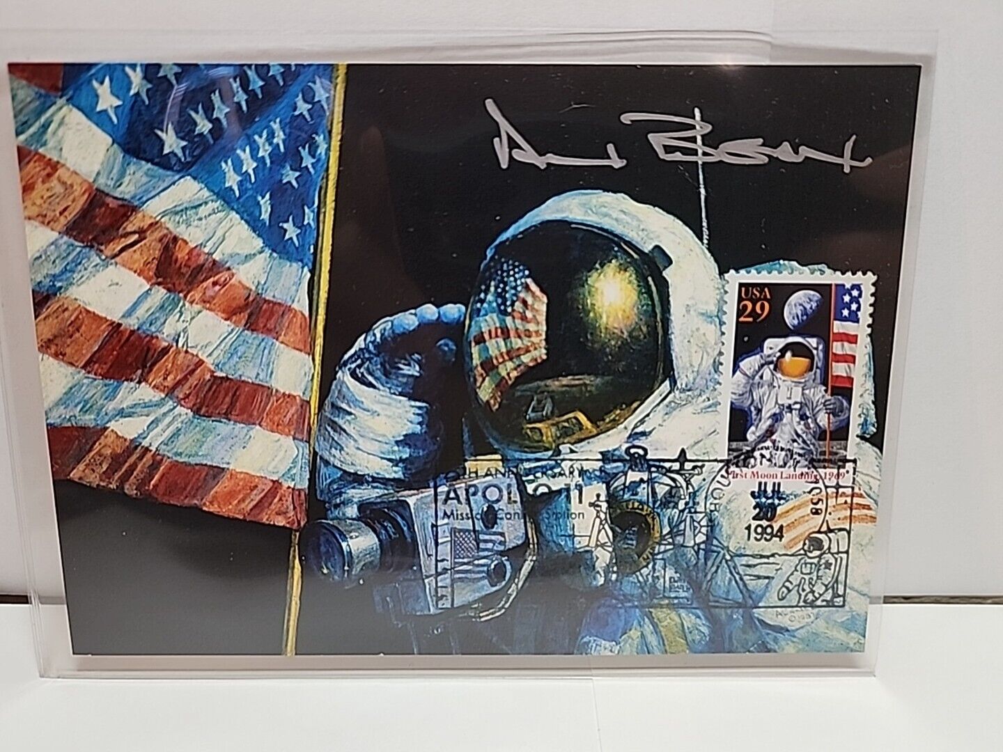 7/20/94 Alan Bean Signed Postcard Apollo 12 4th Man To Walk on The Moon RRP 300