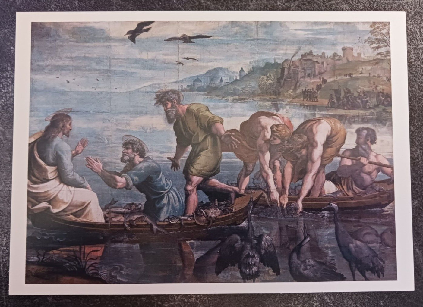 postcard RAPHAEL Miraculous Draught of Fishes painting art unposted