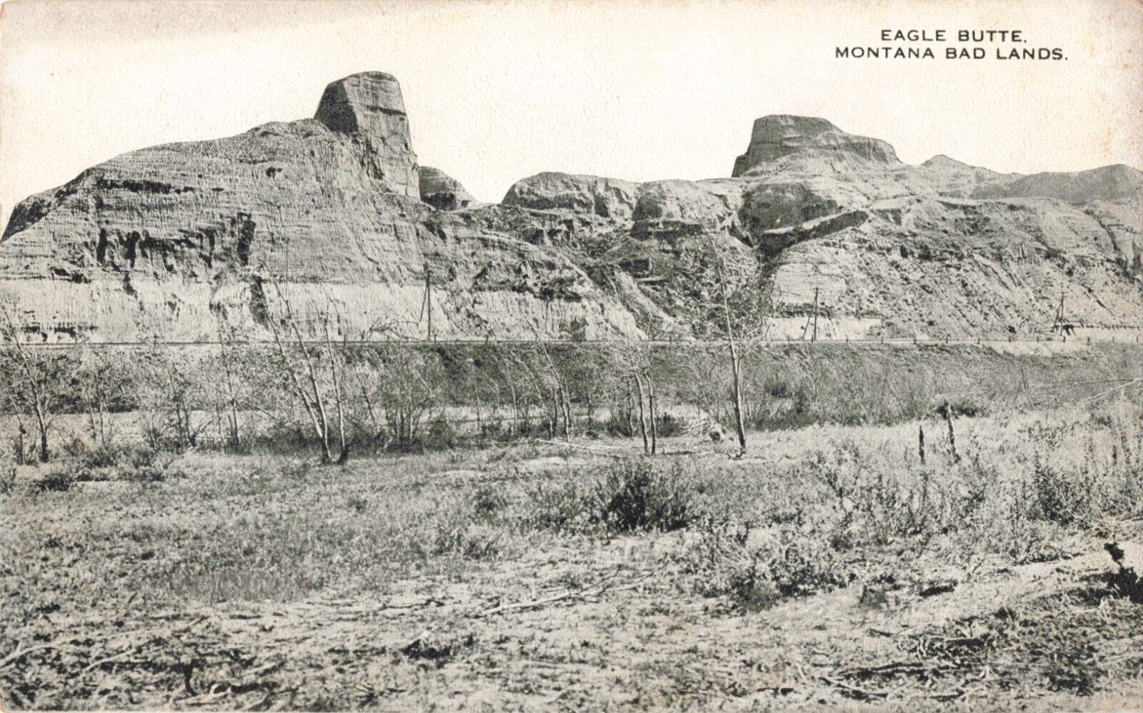Glendive MT, Eagle Butte, Montana Bad Lands, Vintage Postcard