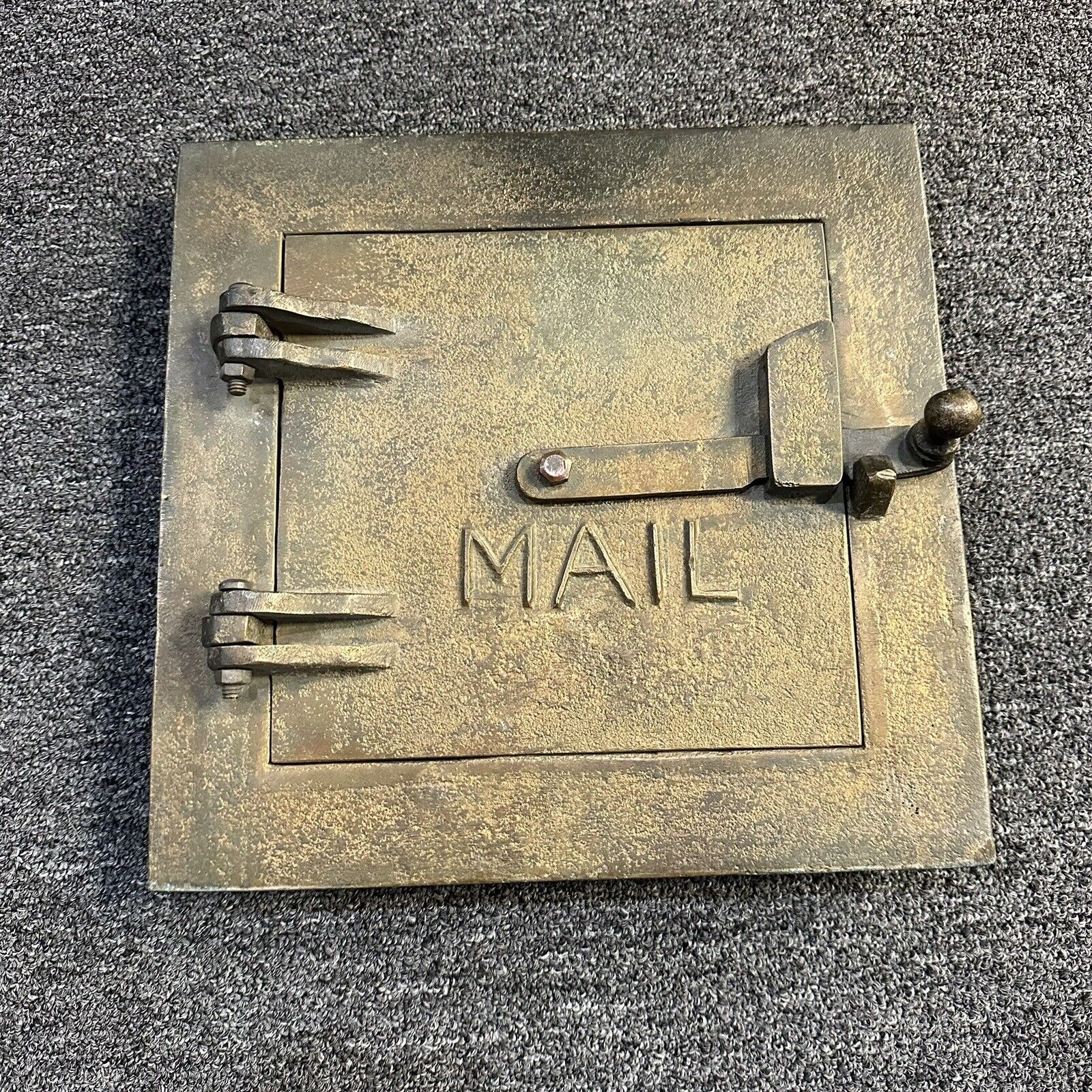 Vintage Antique Bronze US Post Office Mail Collection Box Large Door 11” x 11”