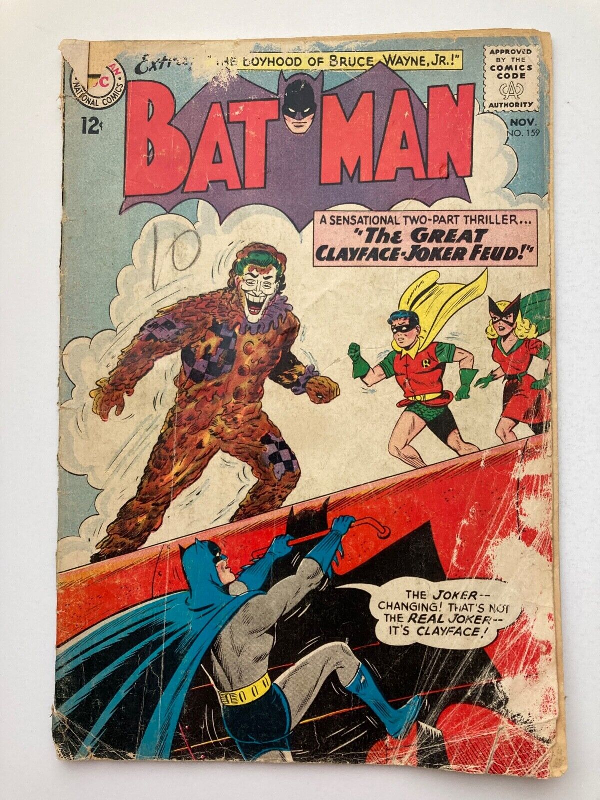BATMAN #159- 1963- JOKER-CLAYFACE-ROBIN-BATWOMAN-BATGIRL THEY HAD TO BOARD ACE.
