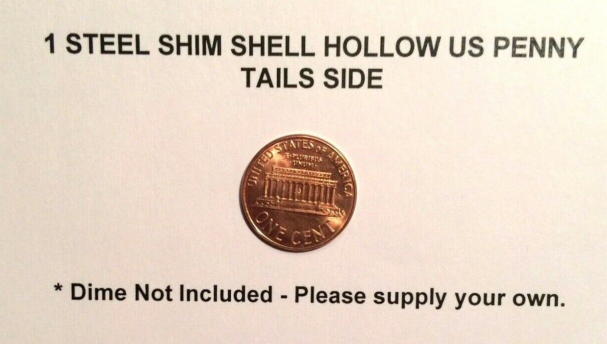 1 STEEL SHIM SHELL US PENNY TAIL Dime Magic Trick Hollow Coin Magnetic Vanishing
