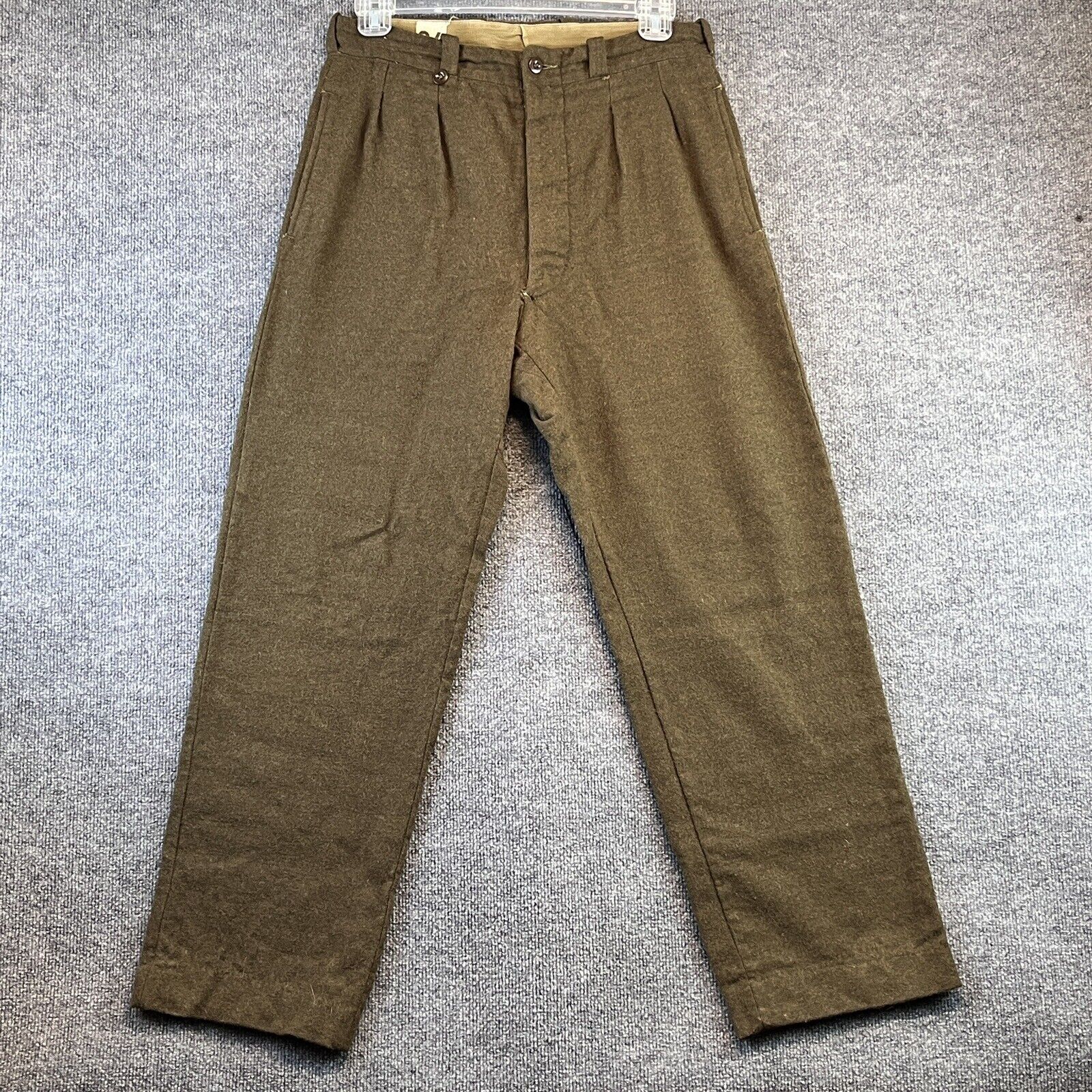 Vintage French Military Pants Men\'s 34 Green Wool Mitin Antimite Definitif