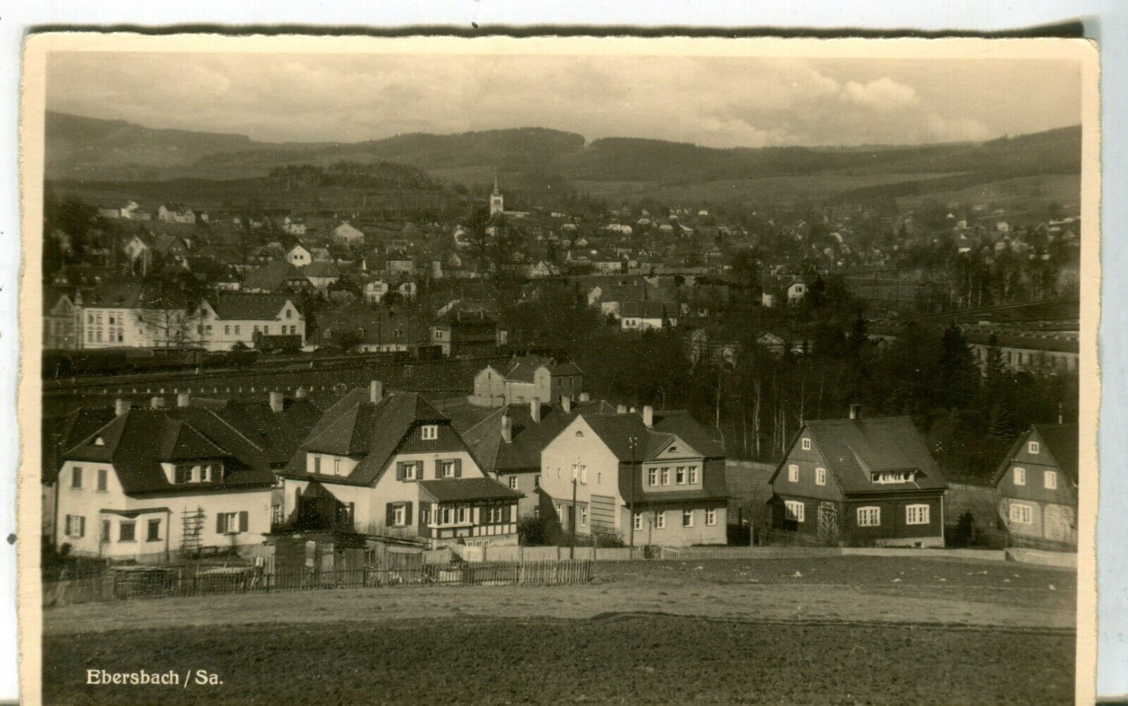 Germany AK Ebersbach Sa. 02727, 02730 - Total View old real photo sepia postcard