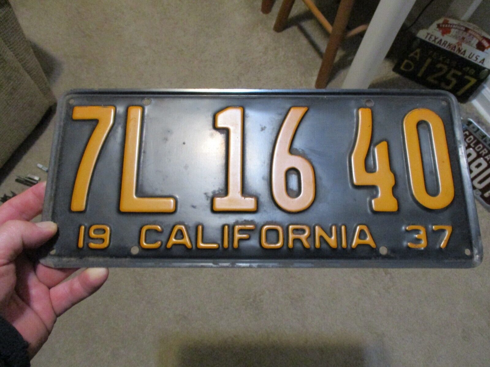 A+ 1937 CALIFORNIA LICENSE PLATE