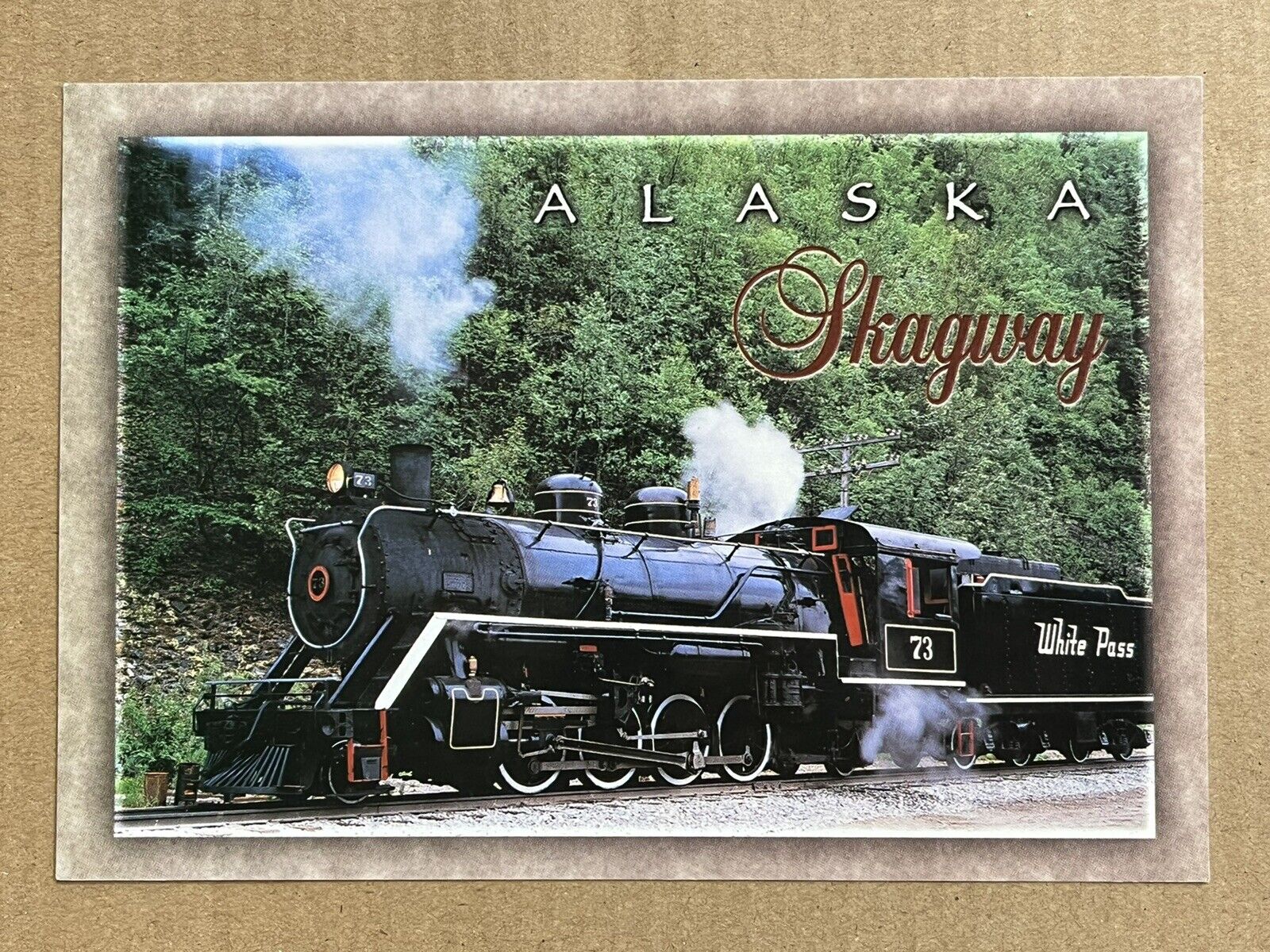 Postcard Skagway Alaska Train Railroad White Pass Railway Locomotive