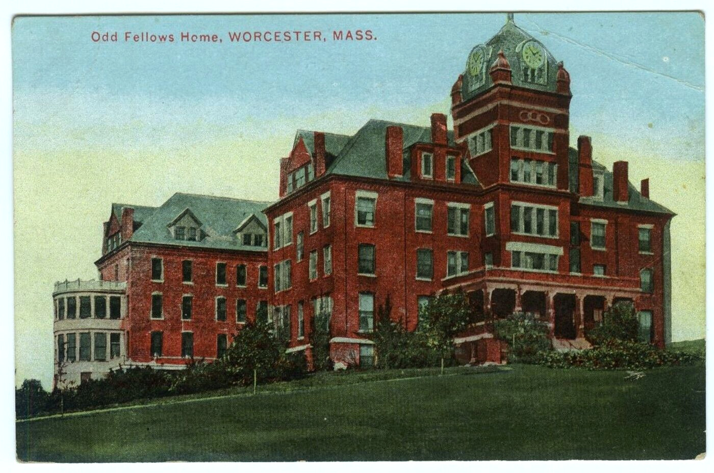 Worcester Massachusetts MA Odd Fellows Home IOOF Fraternal c1910 Postcard