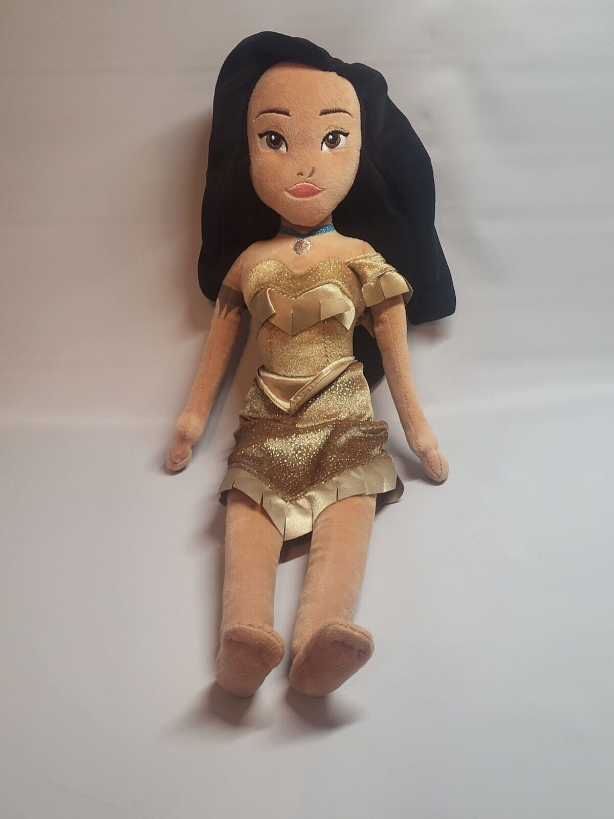 Disney Store Pocahontas Princess 20” Gold Dress Soft Plush Toy Doll Retired. EUC