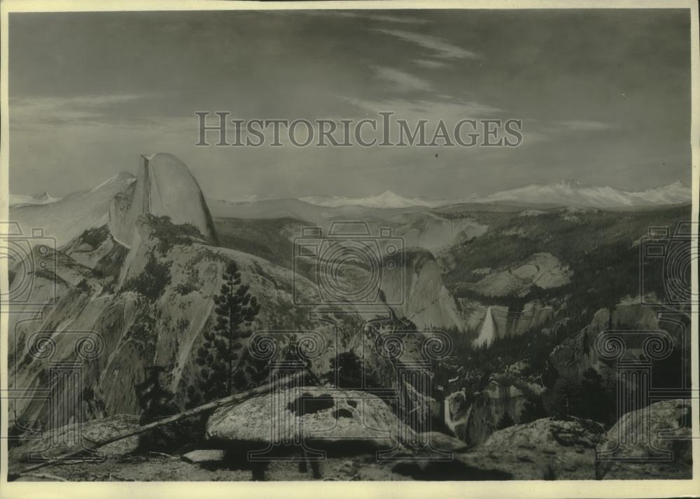 1931 Press Photo Mural of Yosemite valley, by George Peter, Milwaukee Museum.