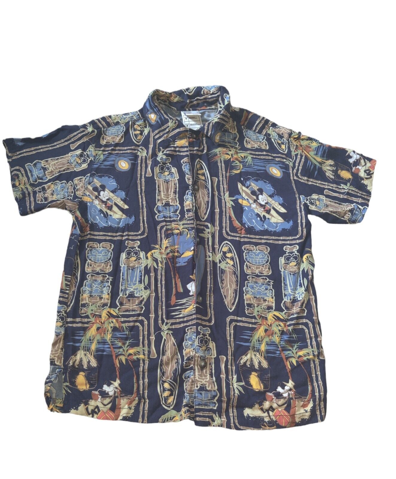 Vintage Disney Store Mickey and Friends Vacation Button Down Youth Size M