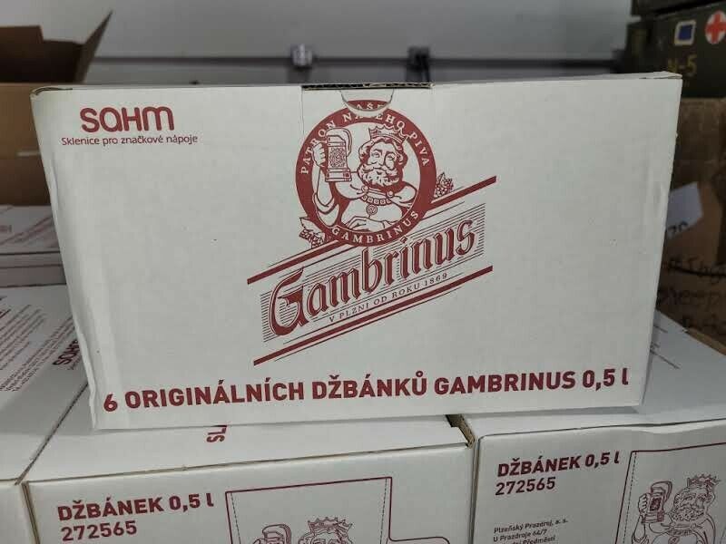 6pk of Gambrinus 0.5l Beer Mugs with Handle
